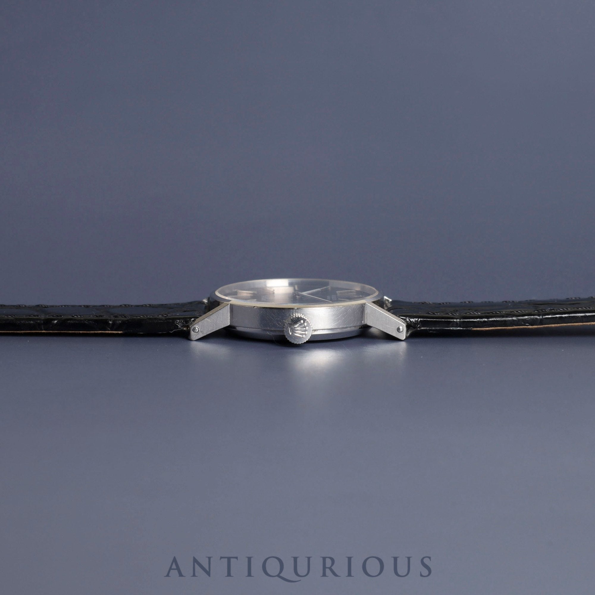 ロレックス チェリーニ 3810 手巻き Cal.1600 750WG 革 社外尾錠(SS)グレー文字盤 24mm 3番台(1971年)オーバーホール済み