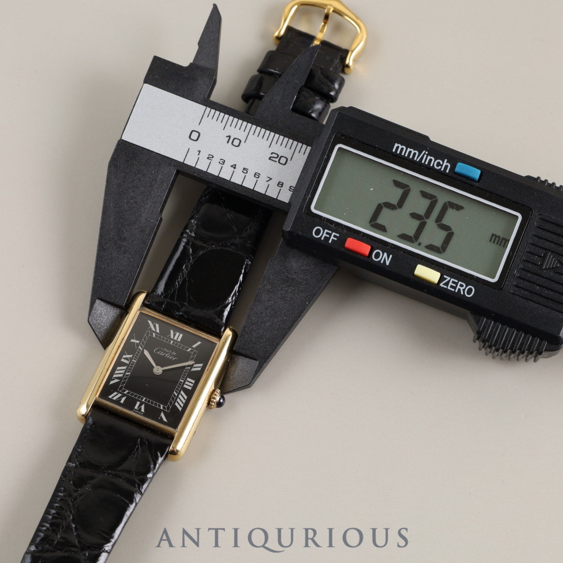 Cartier Must Tank LM 19749 o/w Hand-wound Cal.78-1 SV925 Leather Genuine buckle (GP) Black Roman dial Box Warranty (1980)