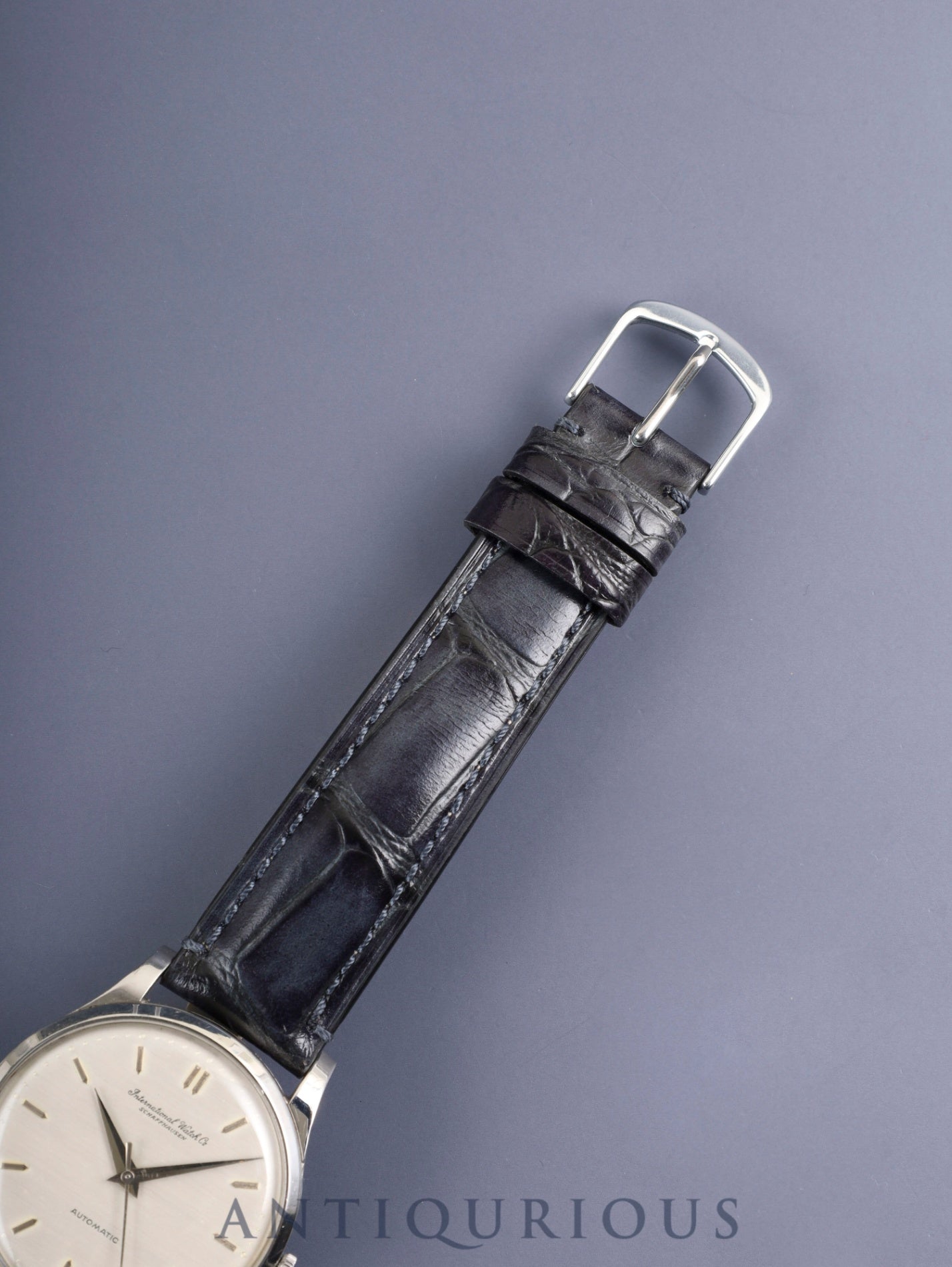 IWC オールドインター ラウンド 自動巻き Cal.C.853 SS 革 社外尾錠(SS)シルバー文字盤 オーバーホール済み アイダブリュシー