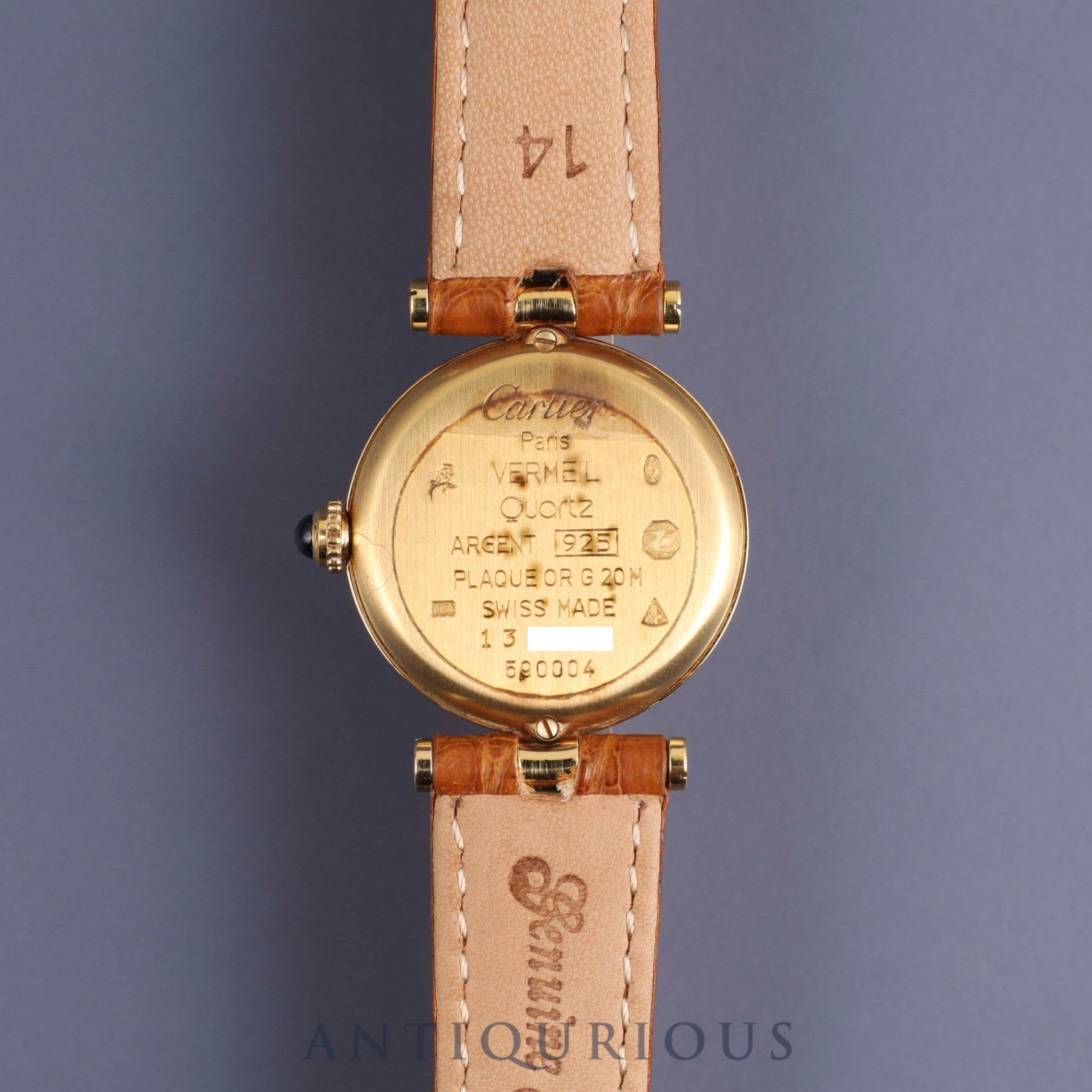 Cartier Must Vendome VLC SM 590004 Quartz Cal.90 SV925 Leather Genuine D Buckle (GP) Trinity Dial Booklet Overhauled