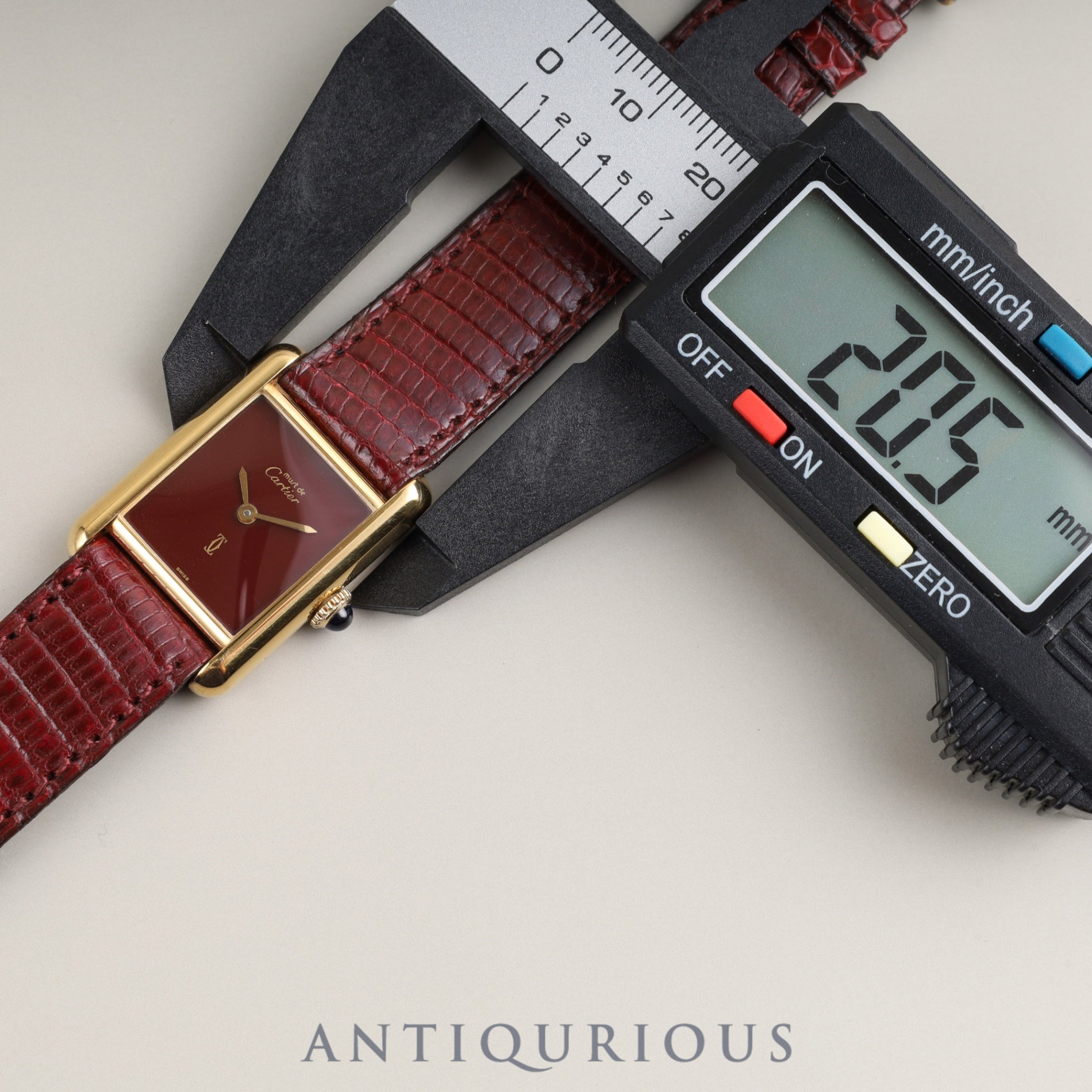 Cartier Must Tank SM Manual winding SV925 Genuine leather strap Genuine buckle (GP) Garnet dial Bordeaux dial Overhauled