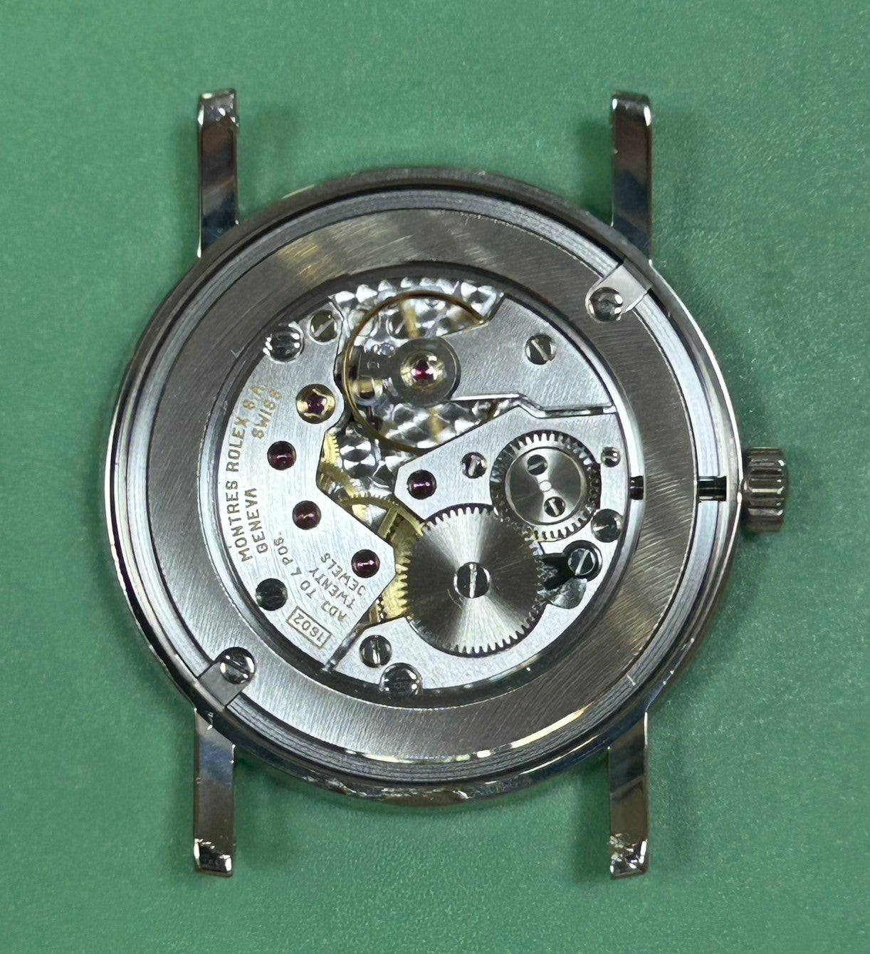 ロレックス チェリーニ 5115 手巻き Cal.1602 750 革 純正尾錠(750) シルバーギョーシェ文字盤 A番(1998年~1999年)箱 オーバーホール済み