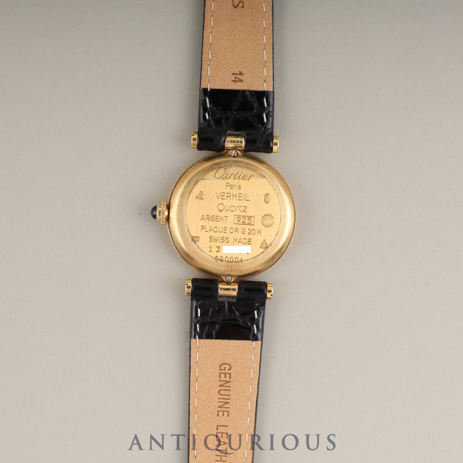 Cartier Must Vendôme VLC SM W1006554/590004 Quartz Caliber 90 SV925 Leather Strap with Genuine GP Buckle, Side Trinity Dial, Box, Overhauled