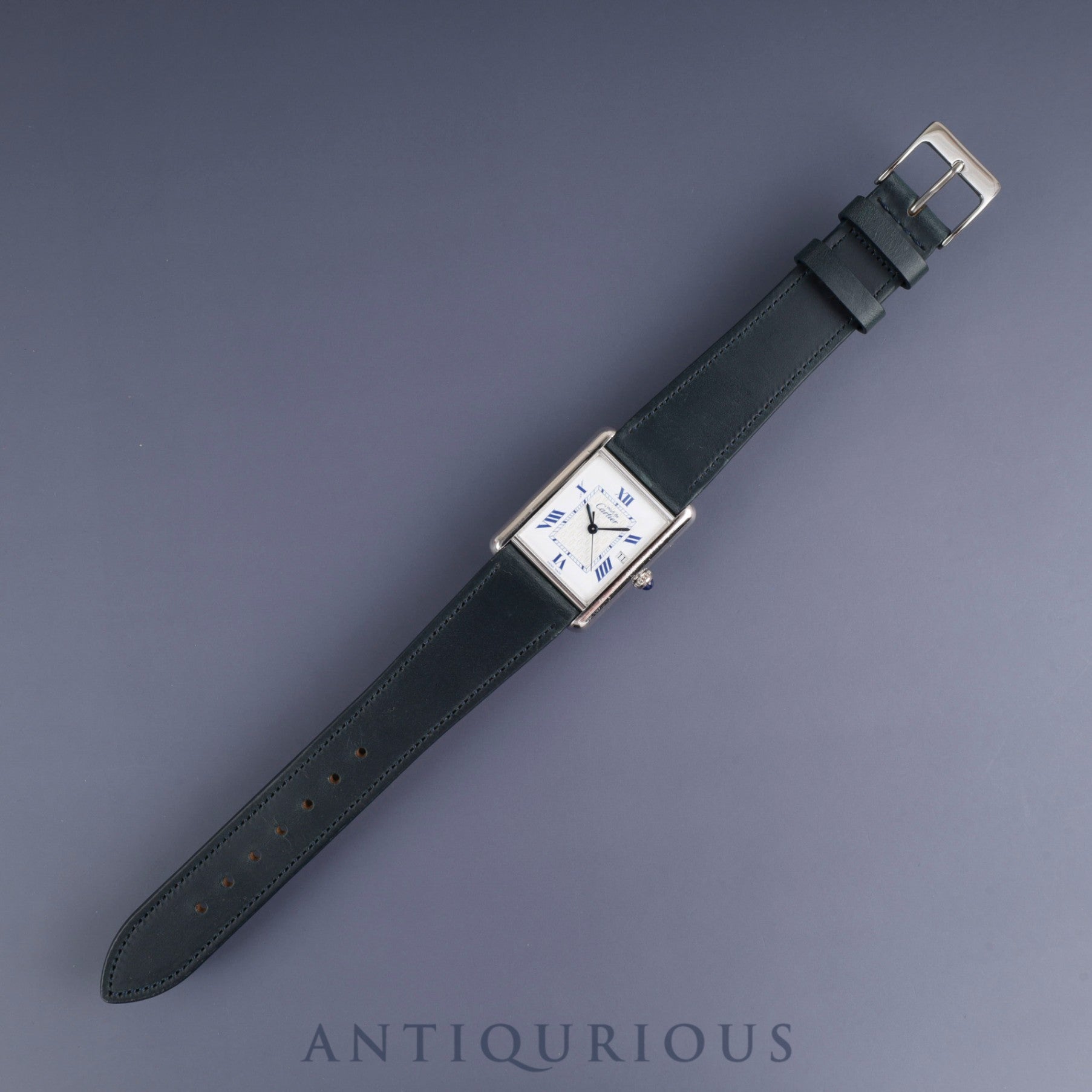 Cartier Must Tank GM (XL) 2414 Quartz Movement, SV925 Leather, Aftermarket Buckle (Stainless Steel), White Roman Dial (SWISS MADE Marking), Completely Serviced at a Cartier Boutique