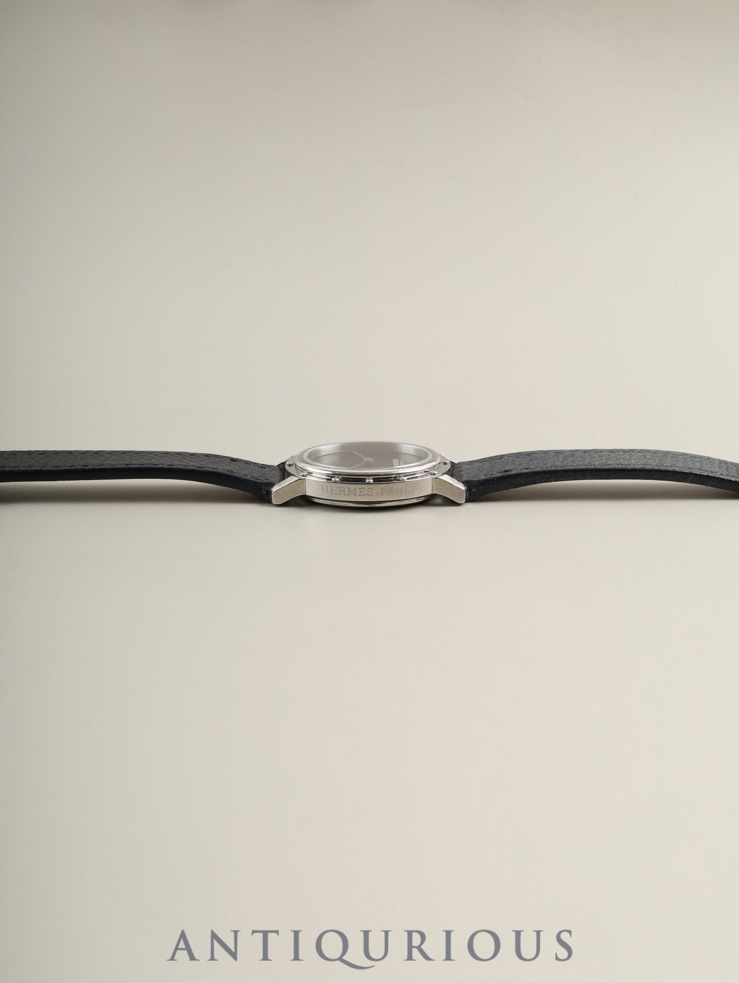 Hermes Clipper Oval CO1.210 Quartz Cal.976.001 Stainless Steel, Original Strap (□E stamp: 2001), Original Pin Buckle (Stainless Steel), Black Dial, Case Overhauled