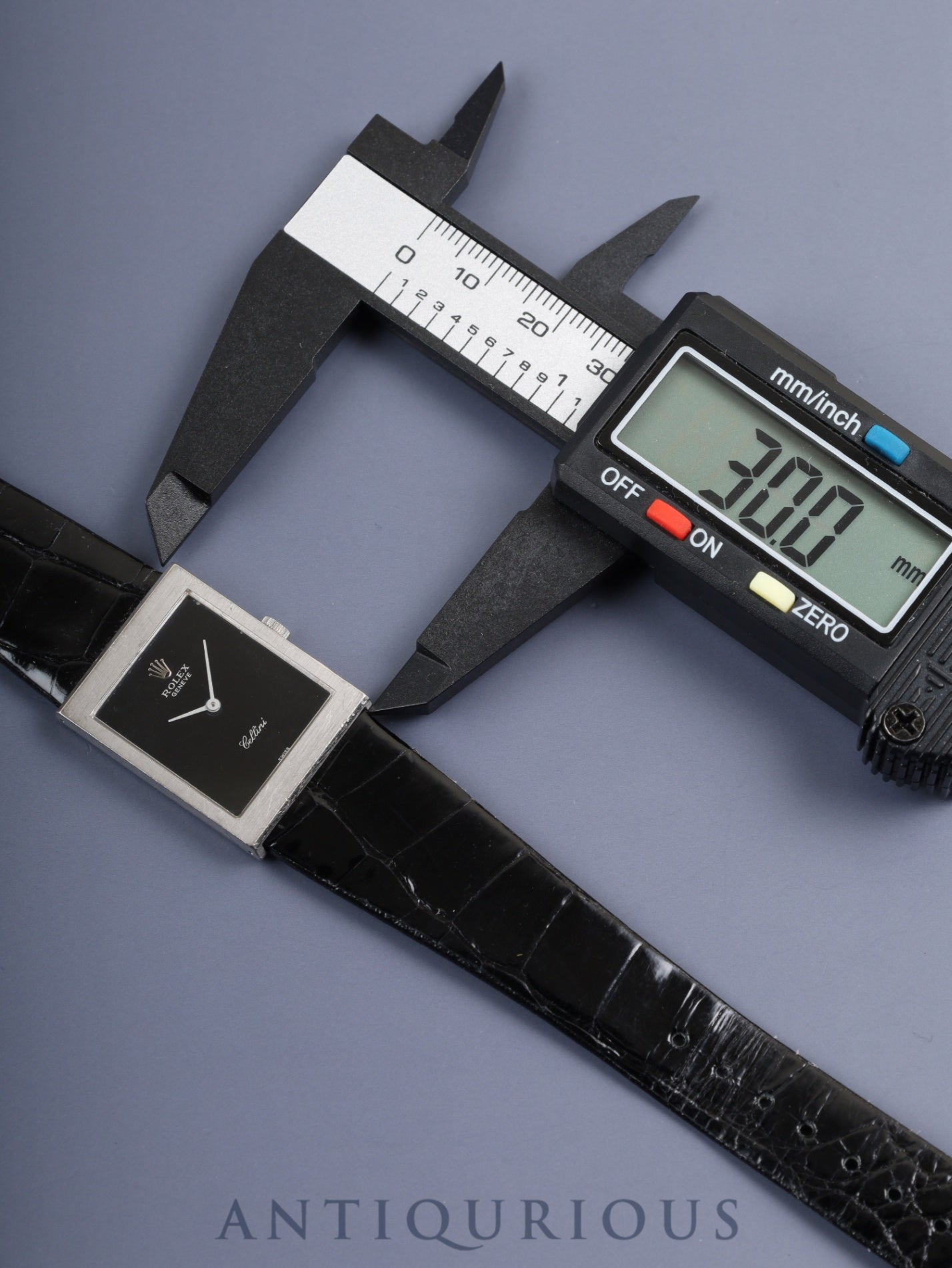 Rolex Cellini 4014 Manual Winding Caliber 1600 750WG Leather Strap with Genuine GP Buckle Black Dial No. 33 (1971) Overhauled