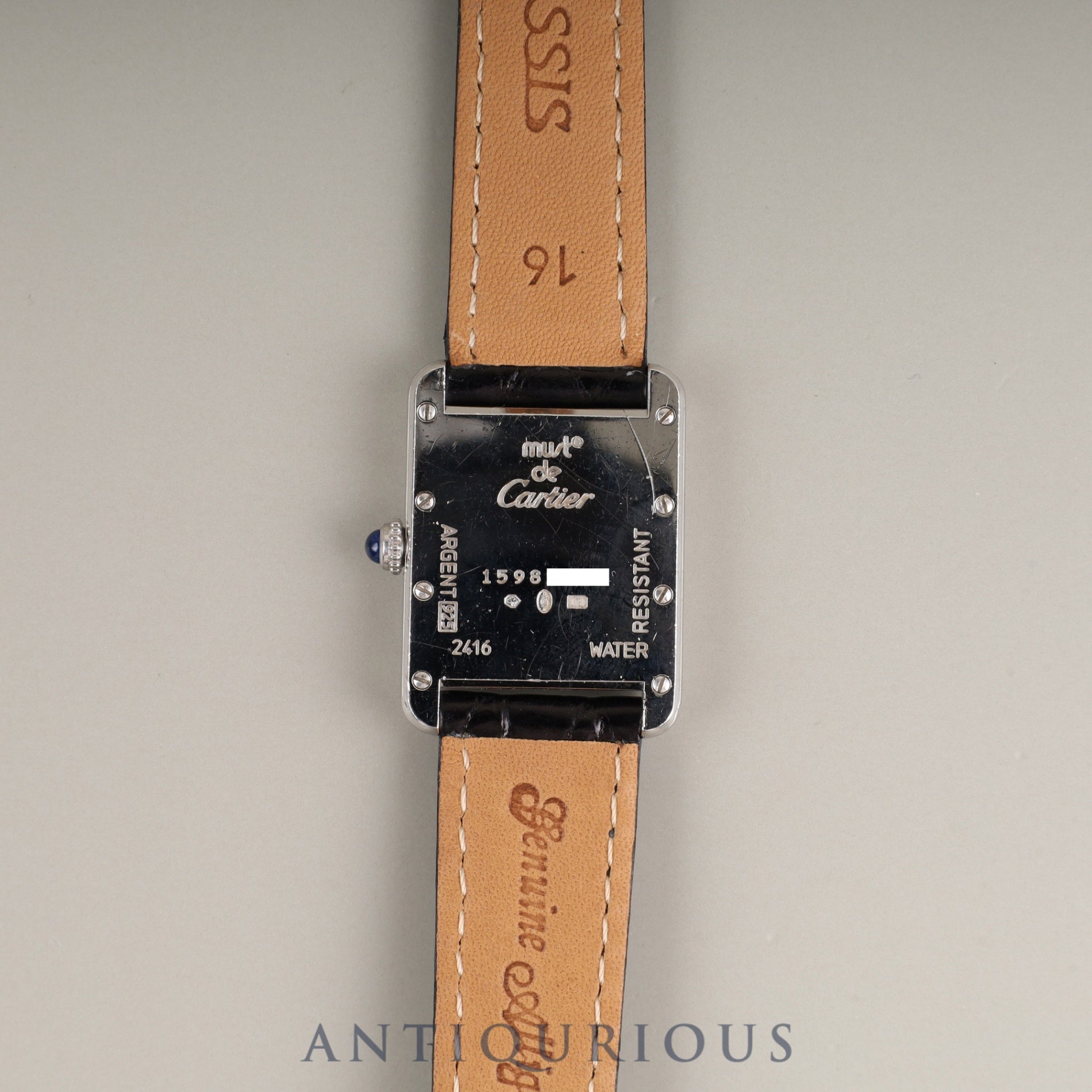 Cartier Must Tank MM W1014054 / 2416 Quartz Caliber 057 SV925 Leather Strap with Genuine D-Clasp (Stainless Steel) White Roman Dial (SWISS MADE) Overhauled