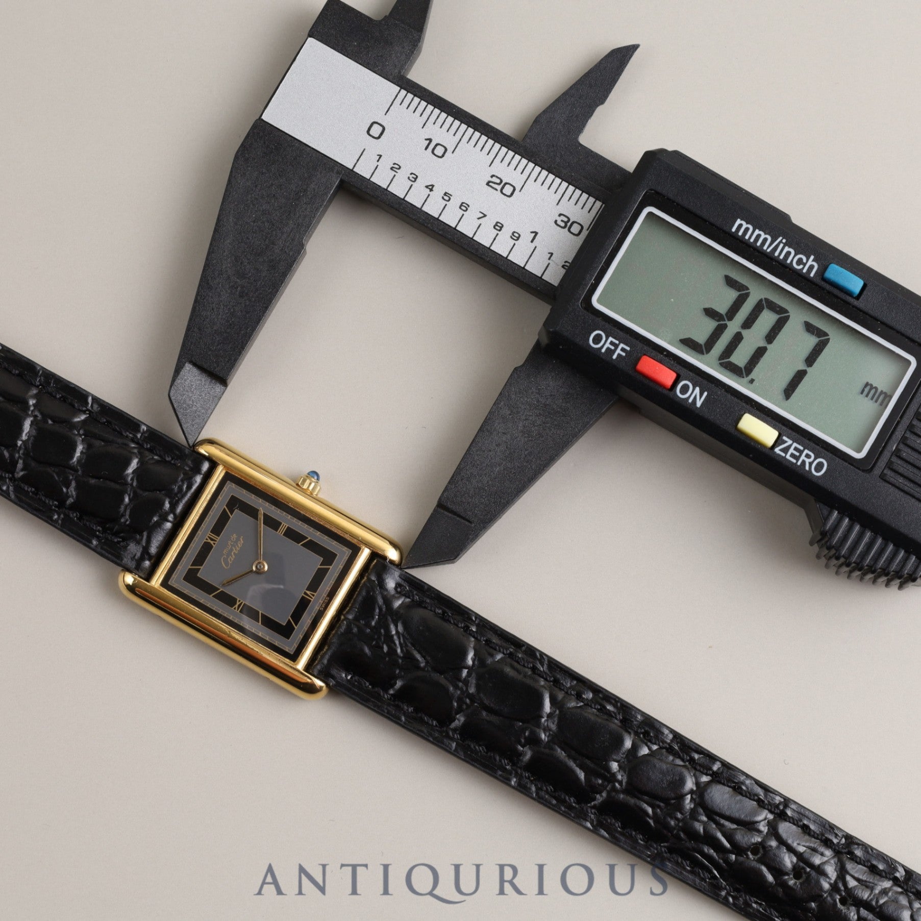 Cartier Must Tank LM QZ 6 81006 Cal.81 925 Leather Genuine Buckle (GP) Grey Roman Dial Overhauled