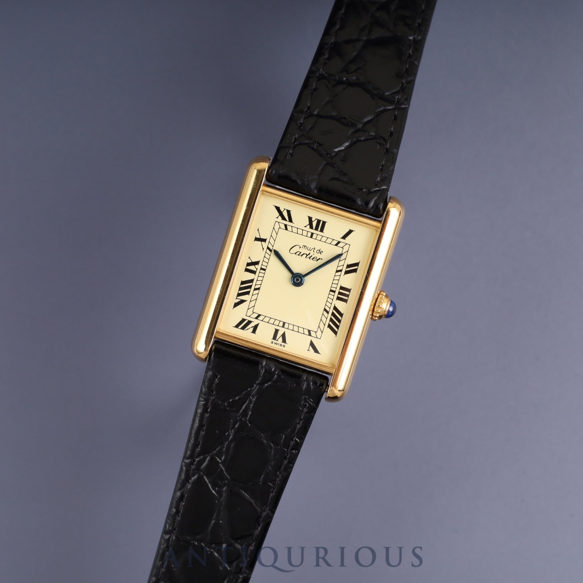 カルティエ マストタンク LM 1615 クォーツ Cal.690 SV925 革 純正尾錠(GP)アイボリーローマン文字盤 1996年頃~1998年頃 箱 オーバーホール済み