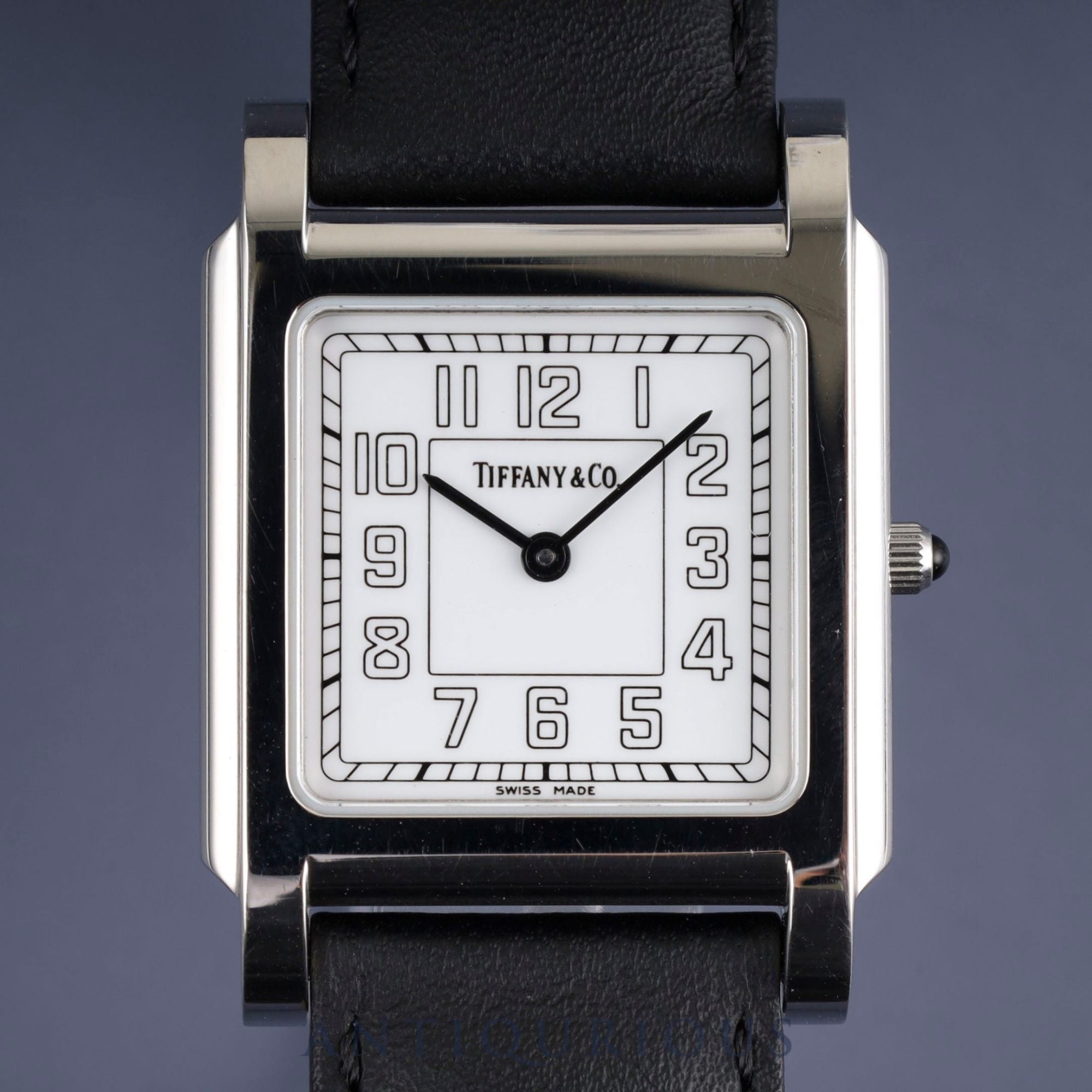 ティファニー クラシックスクエア 525.1030 クォーツ Cal.901.001 SS 純正革ベルト 純正尾錠(SS) ホワイトアラビア文字盤 オーバーホール済み