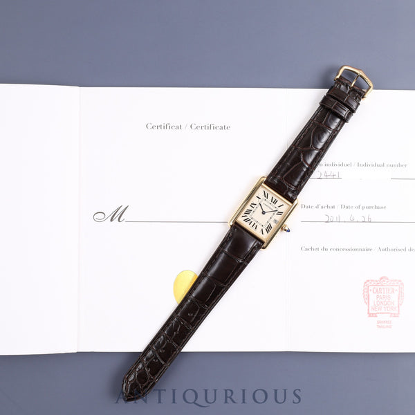 Cartier Tank Louis Cartier LM W1529756 / 2441 Quartz Cal.688 YG Genuine leather Genuine buckle (750) White Roman dial Warranty (2011) Overhauled