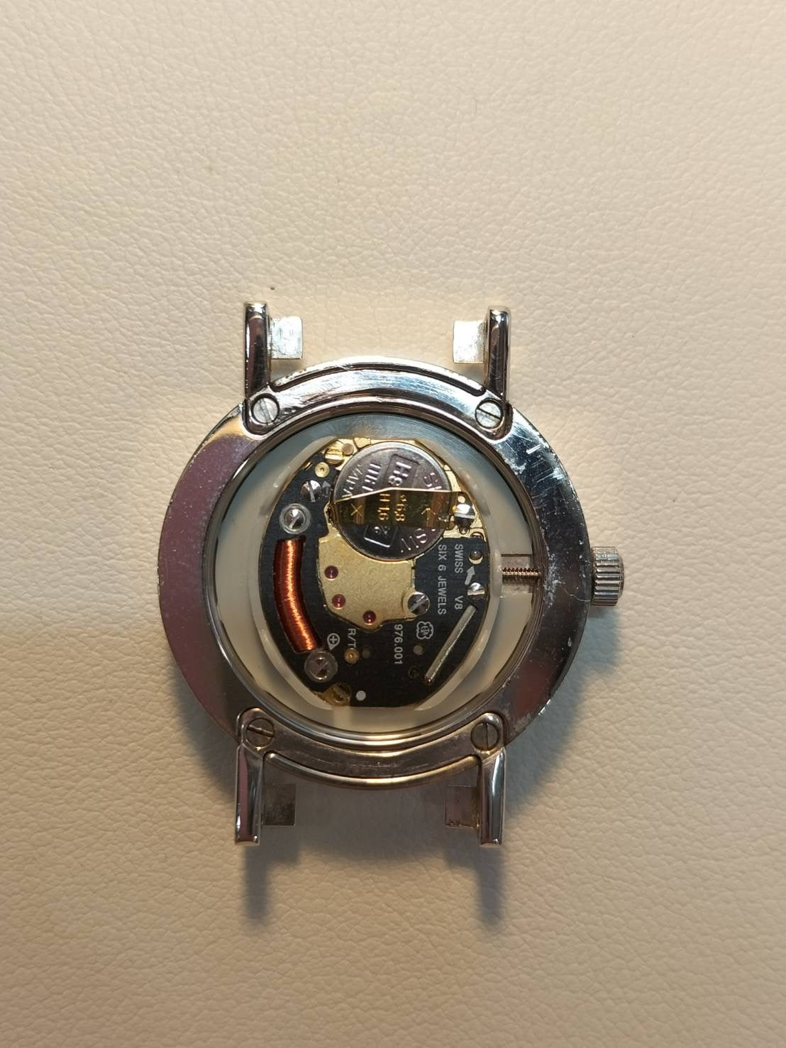 Tiffany Atlas SV Case L0640 Quartz Caliber 976.001 SV925 Leather Strap with Genuine Stainless Steel Buckle, Silver Dial, Overhauled