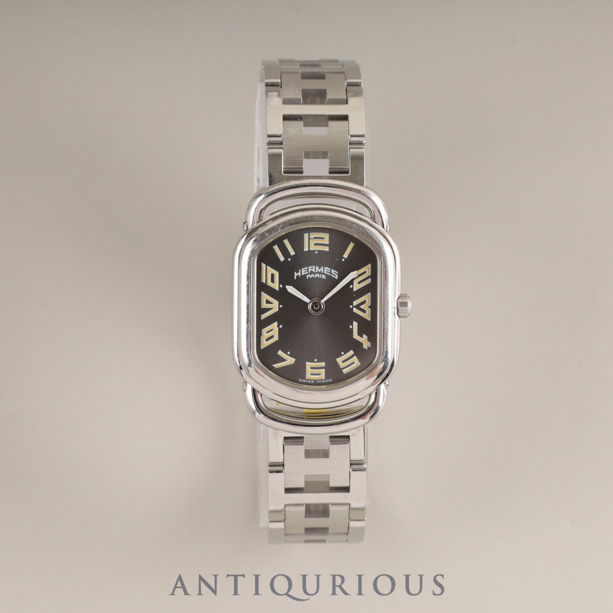 Hermes Rally RA1.210.231 / 3777 Quartz Cal.976.001 SS SS Gray Dial Box Booklet Warranty (1999) Overhauled