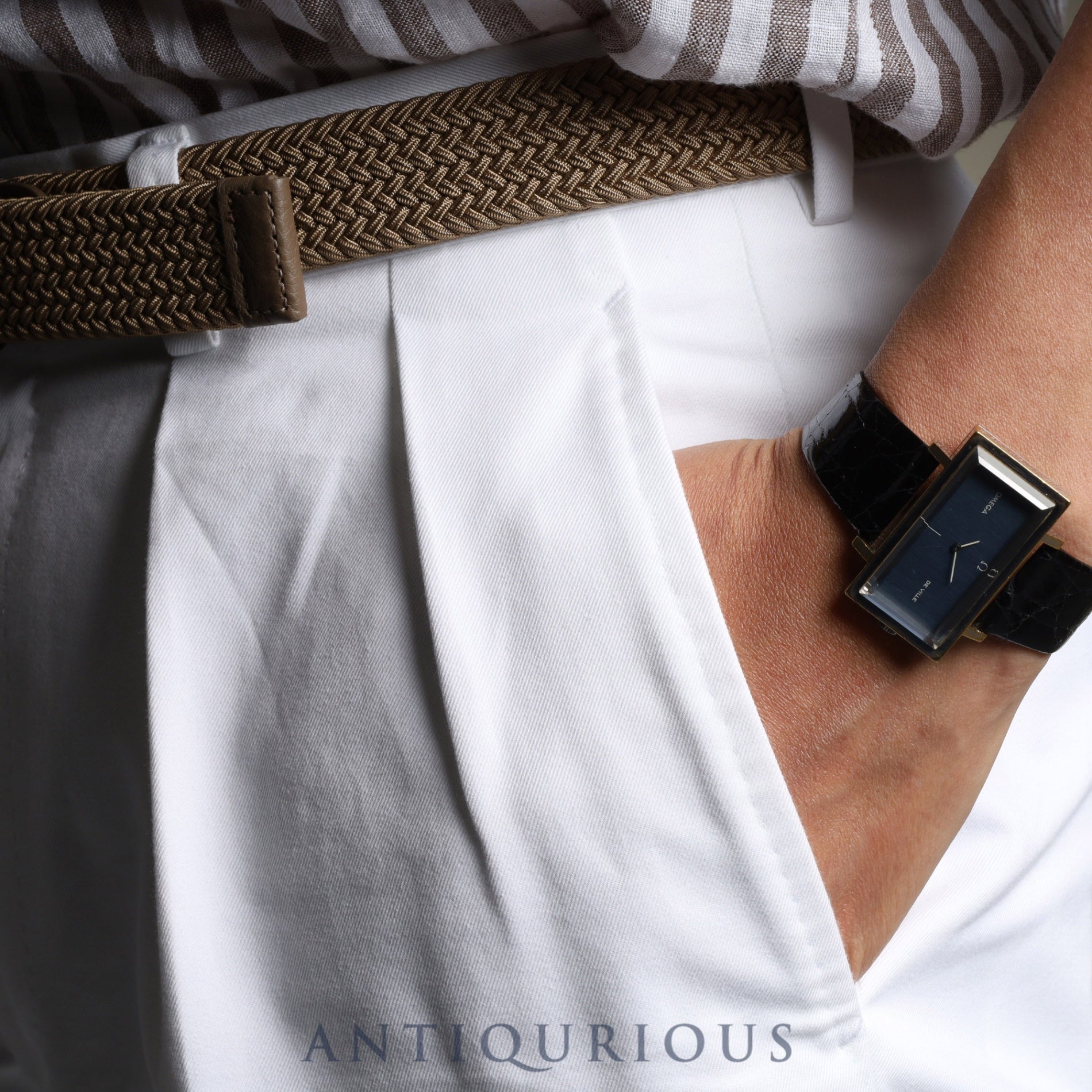 オメガ デ・ヴィル 5110383 手巻き Cal.620 SS 革 純正尾錠(SS) ネイビー文字盤 オーバーホール済み