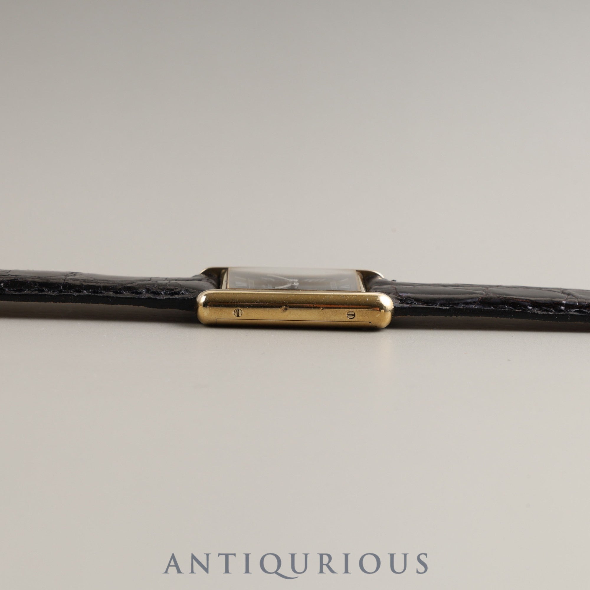 Cartier Must Tank LM Manual Winding Cal.78-1 SV925 Leather Genuine Buckle (GP) Black Roman Dial
