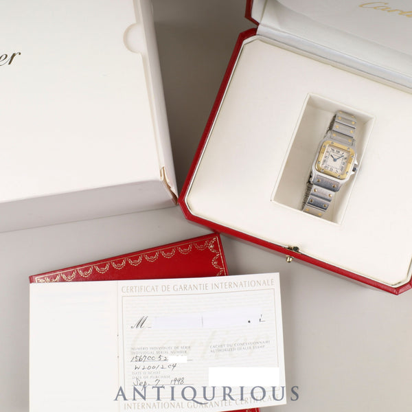カルティエ サントス ガルベ SM W20012C4 / 1567 クォーツ Cal.157 SS/YG SS/YG ホワイトローマン文字盤 箱 冊子 保証書(1998年)オーバーホール済み
