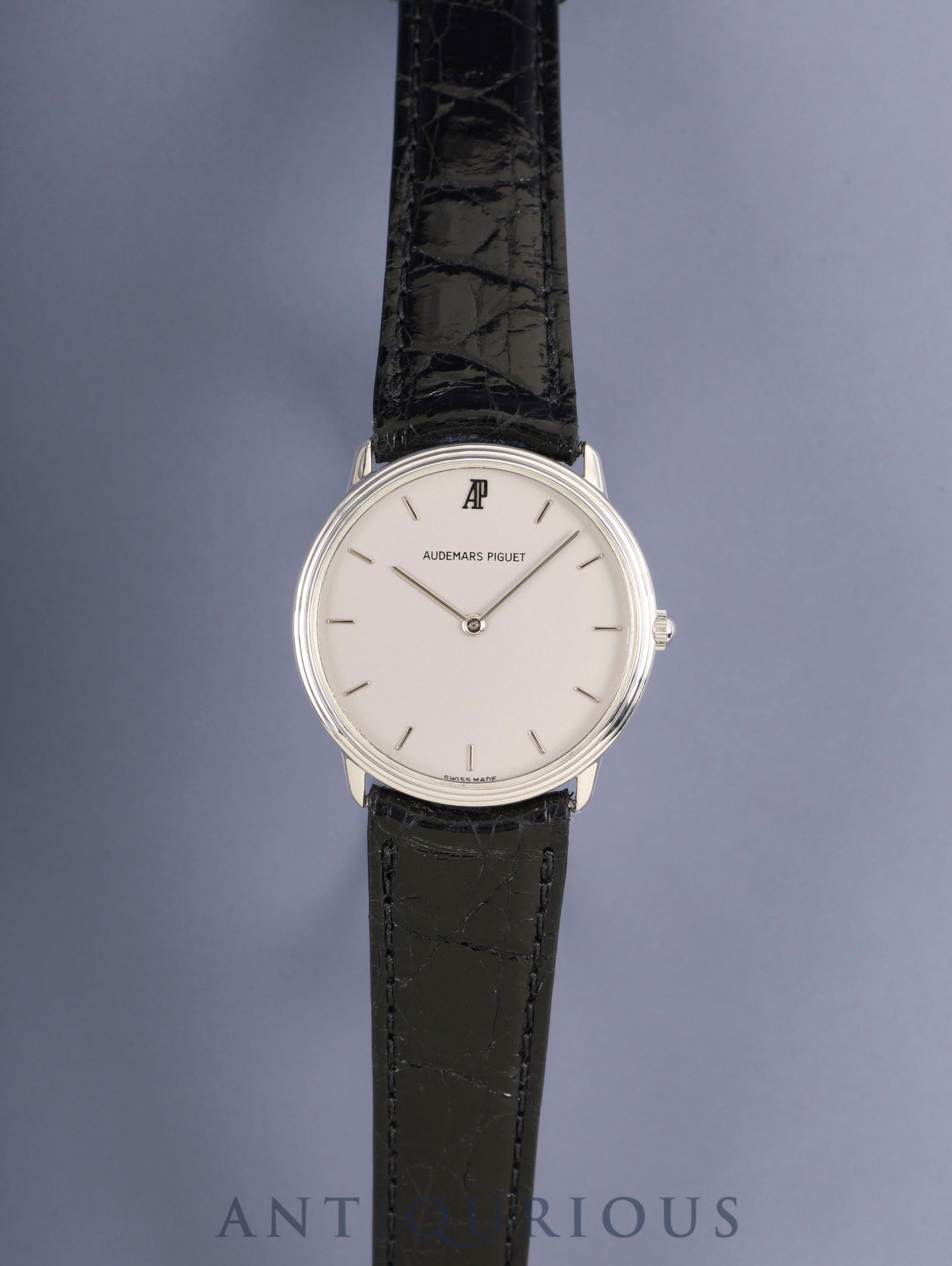 Audemars Piguet Round Quartz Cal.2612 750WG Leather Original Pin Buckle (750WG) Silver Dial Overhauled