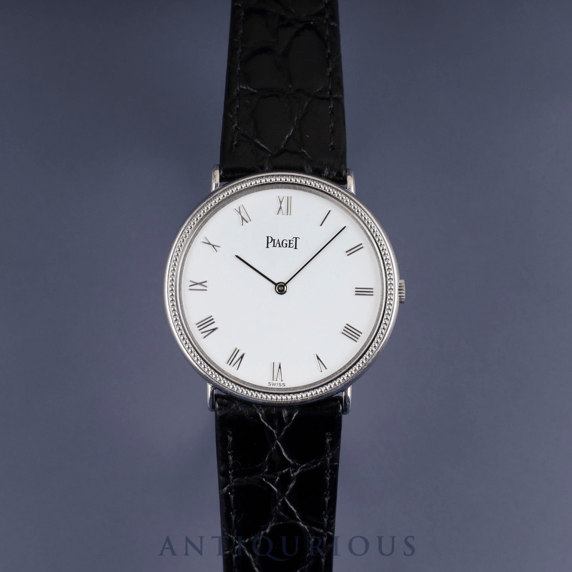 Piaget Round 90231 Manual winding Cal.9P2 750 Leather Genuine buckle (750) White Roman dial Overhauled