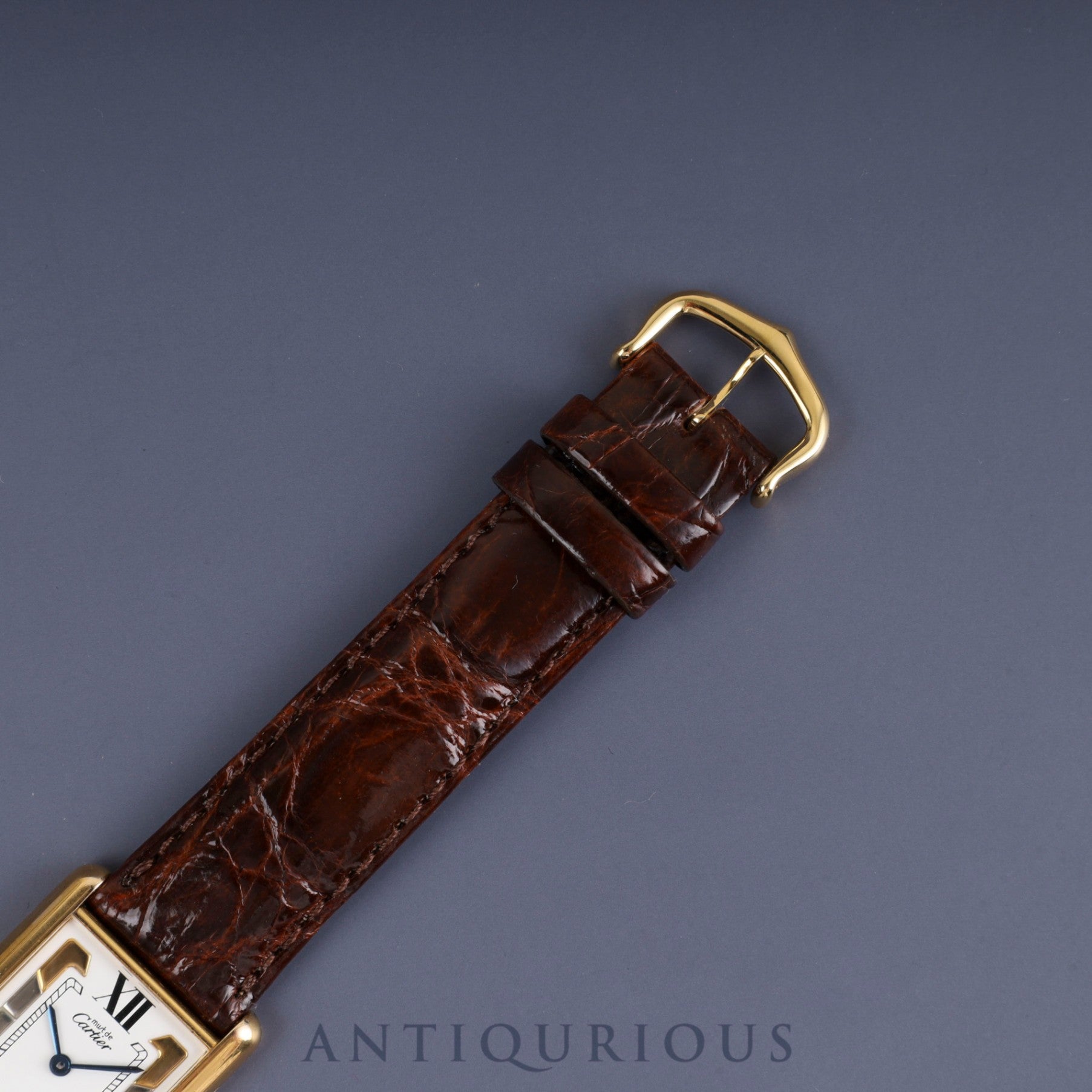 カルティエ マストタンク LM 590005 クォーツ Cal.90 SV925 革 純正尾錠(GP)サイドトリニティ文字盤 オーバーホール済み