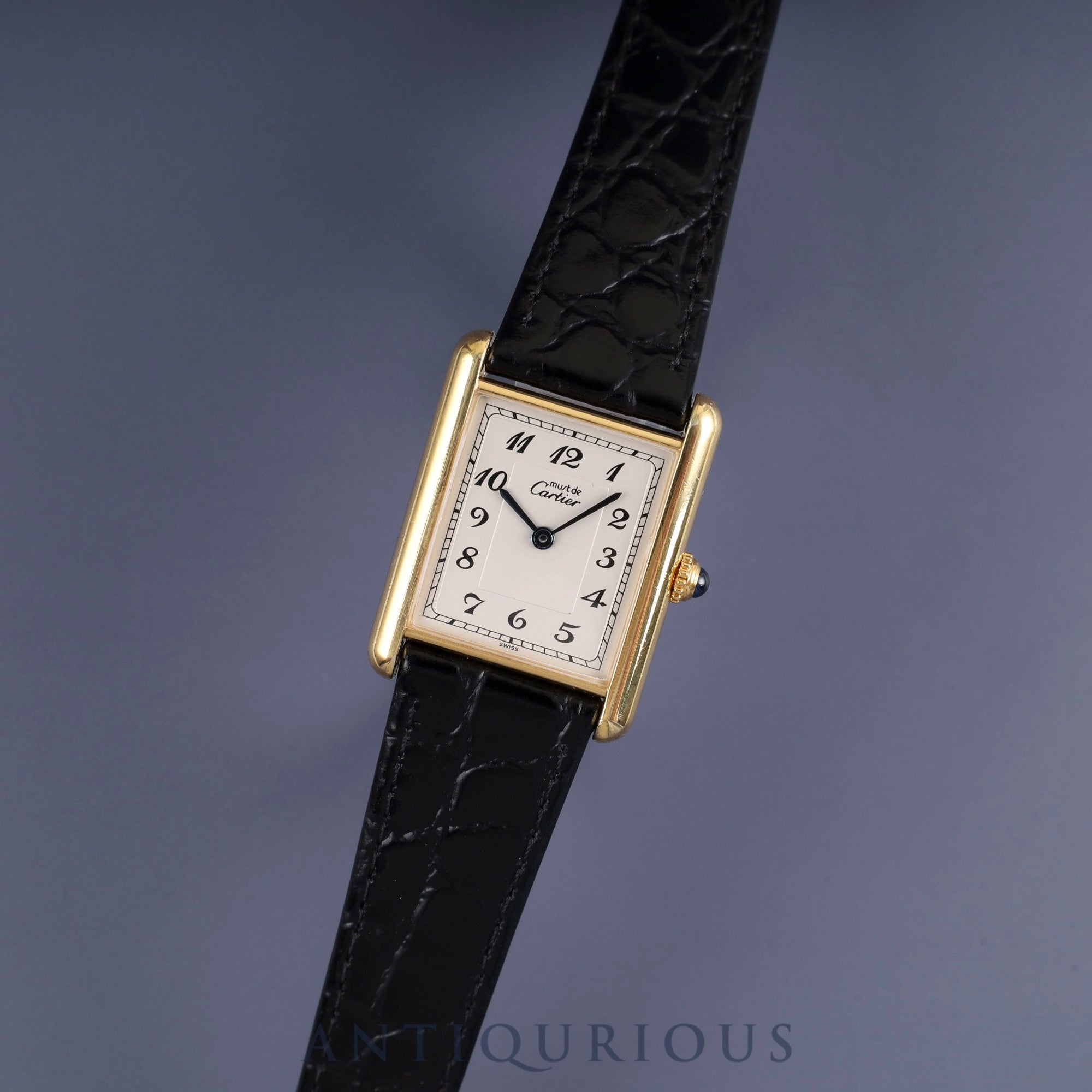 カルティエ マストタンク LM 590005 クォーツ Cal.90 SV925 革 純正尾錠(GP)アラビア文字盤 オーバーホール済み 新品仕上げ済み