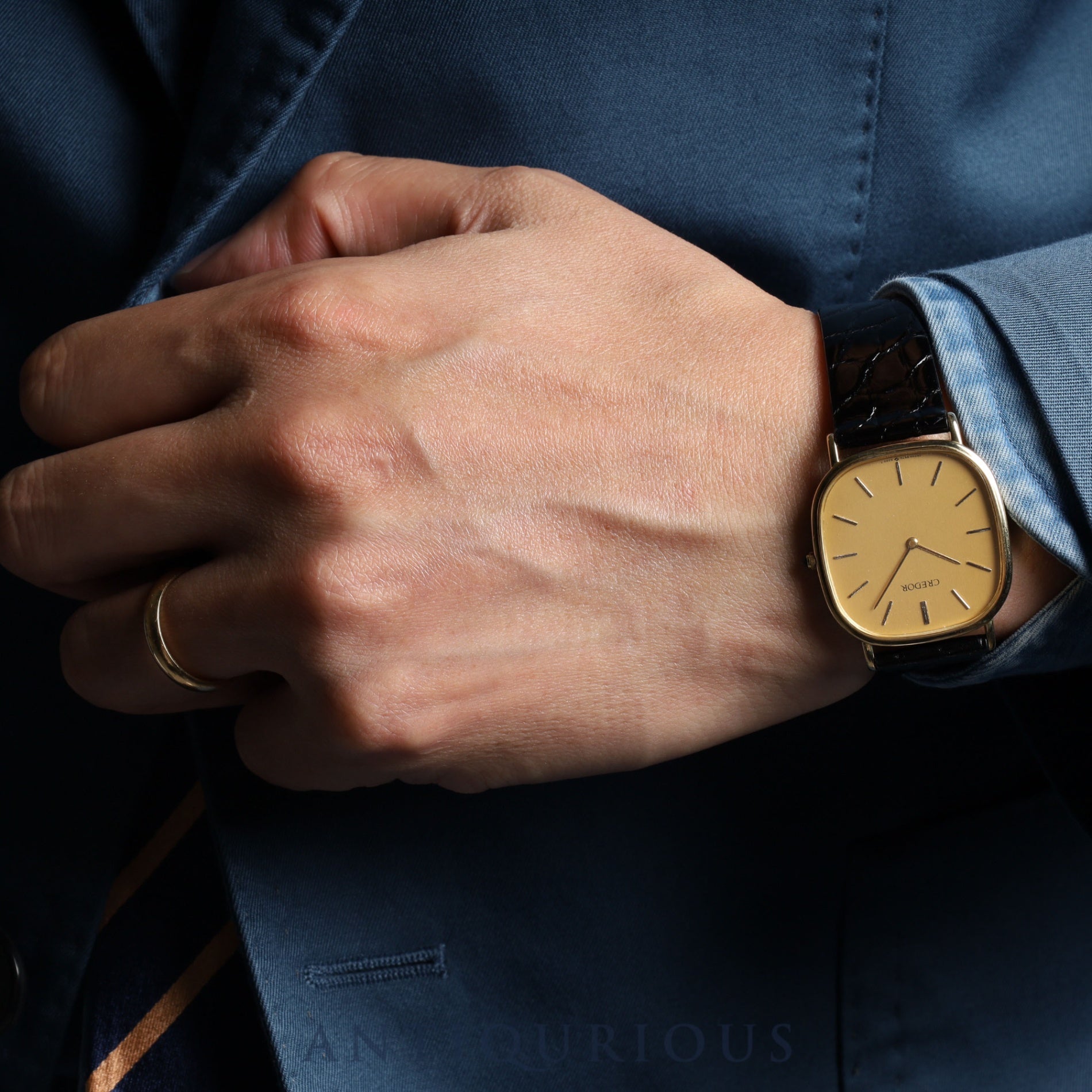 Seiko Credor 9570-5230 Quartz K18YG Leather Gold Dial