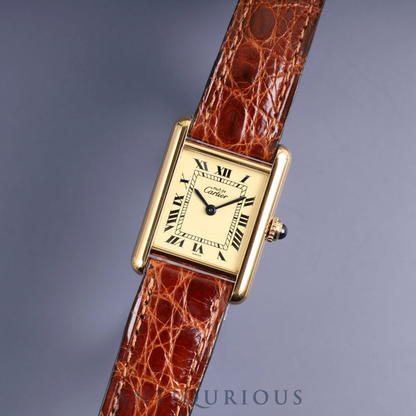 Cartier Must Tank SM 1613 Quartz Cal.057.08 SV925 Genuine leather strap Genuine buckle (GP) Ivory Roman dial Box Warranty card (blank) Overhauled