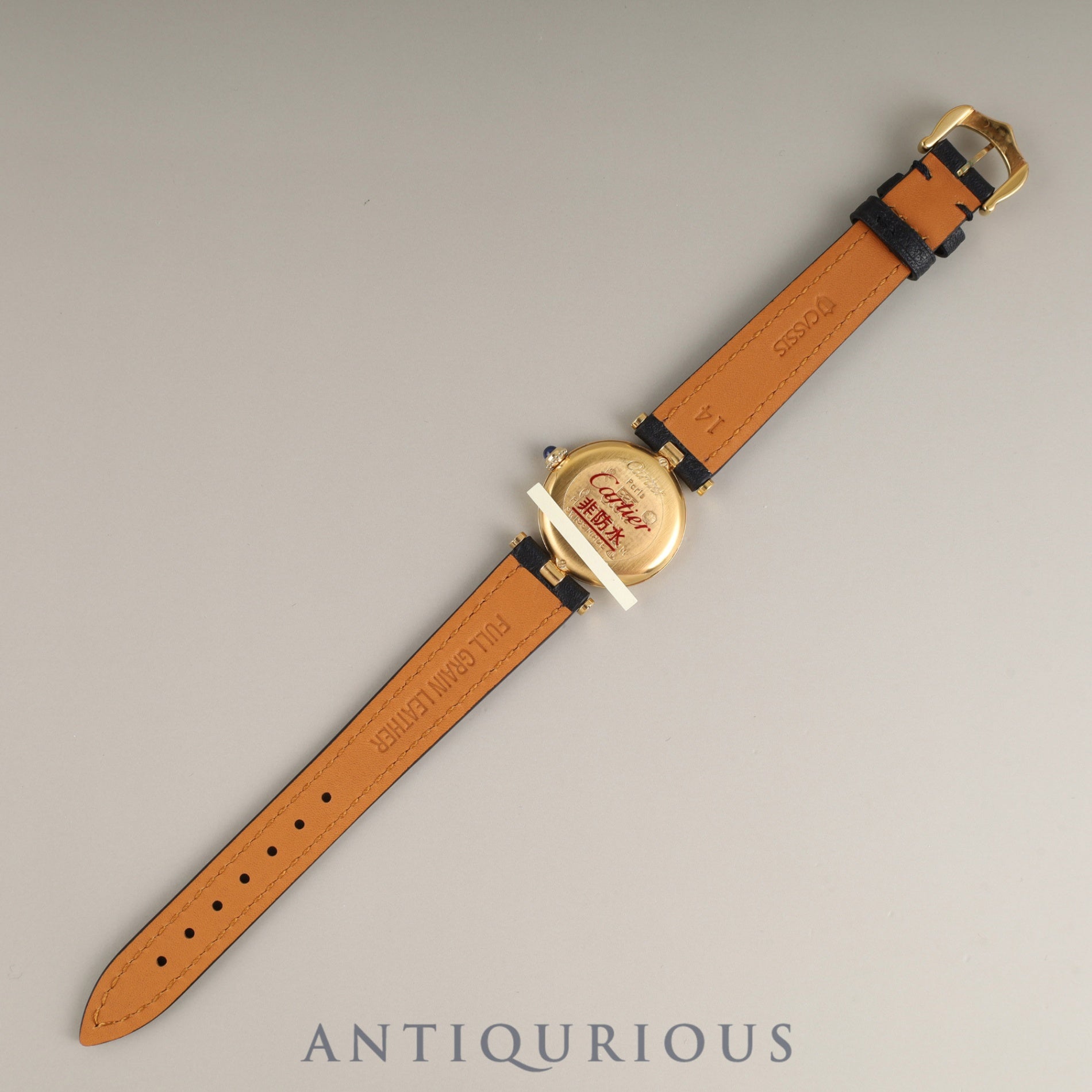 Cartier Must Vendôme VLC SM Quartz SV925 Leather Genuine Buckle (GP) Onyx Dial Box Booklet Tag Warranty (1985) Completely serviced at a Cartier boutique