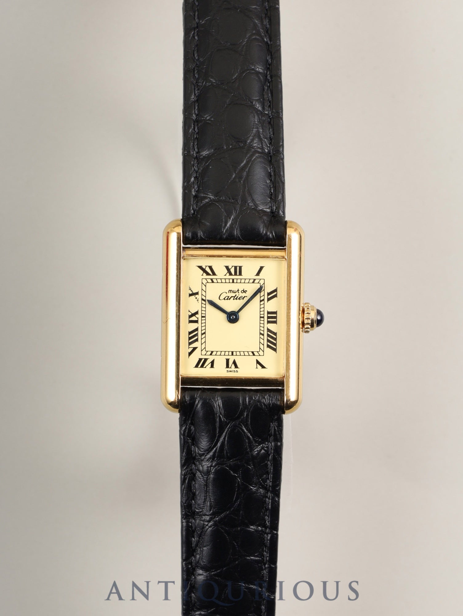 カルティエ マストタンク SM W1003154 / 1613 クォーツ Cal.057 SV925 革 純正Dバックル(GP) アイボリーローマン文字盤 箱 オーバーホール済み