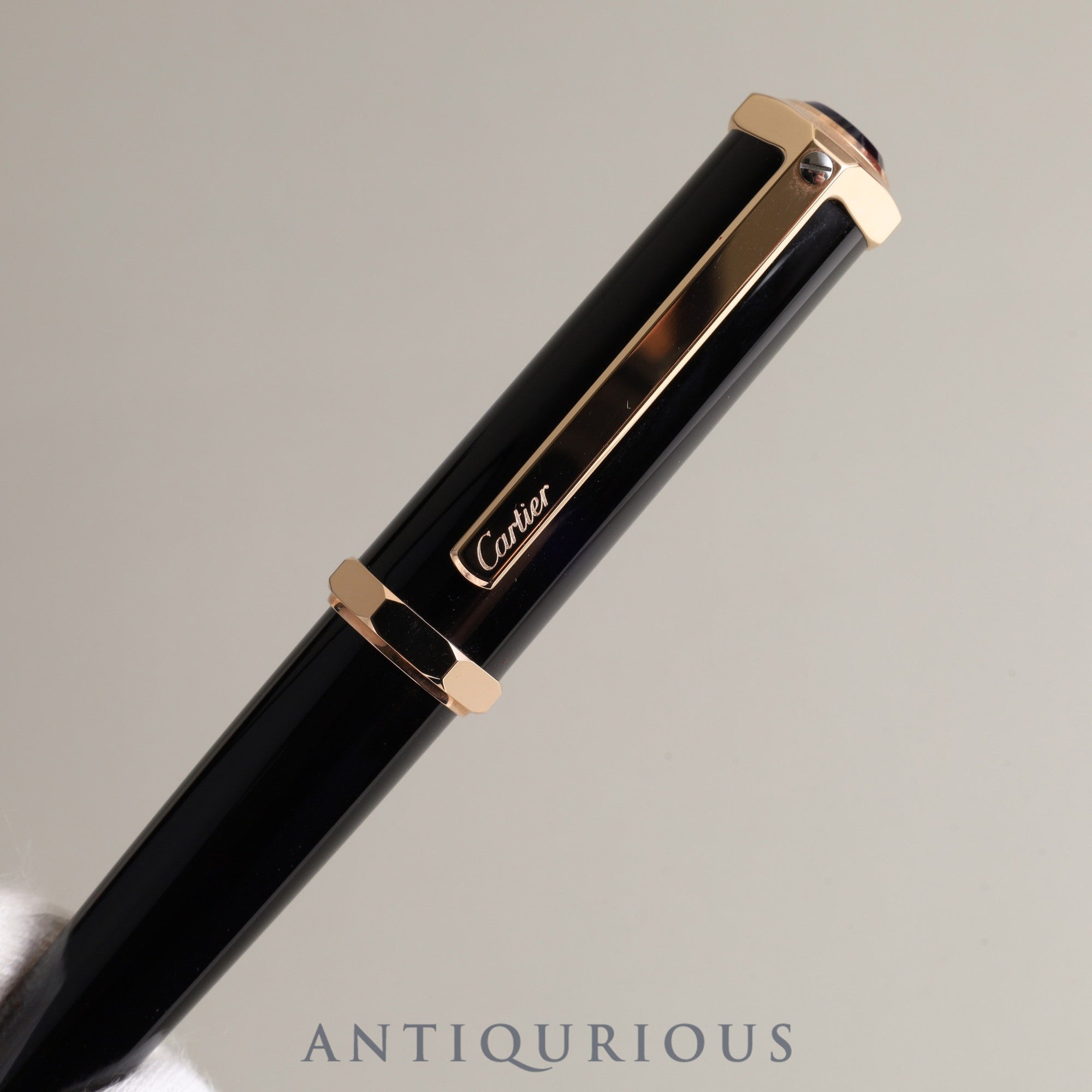 Cartier ballpoint pen Santos Dumont resin GP black x gold box case