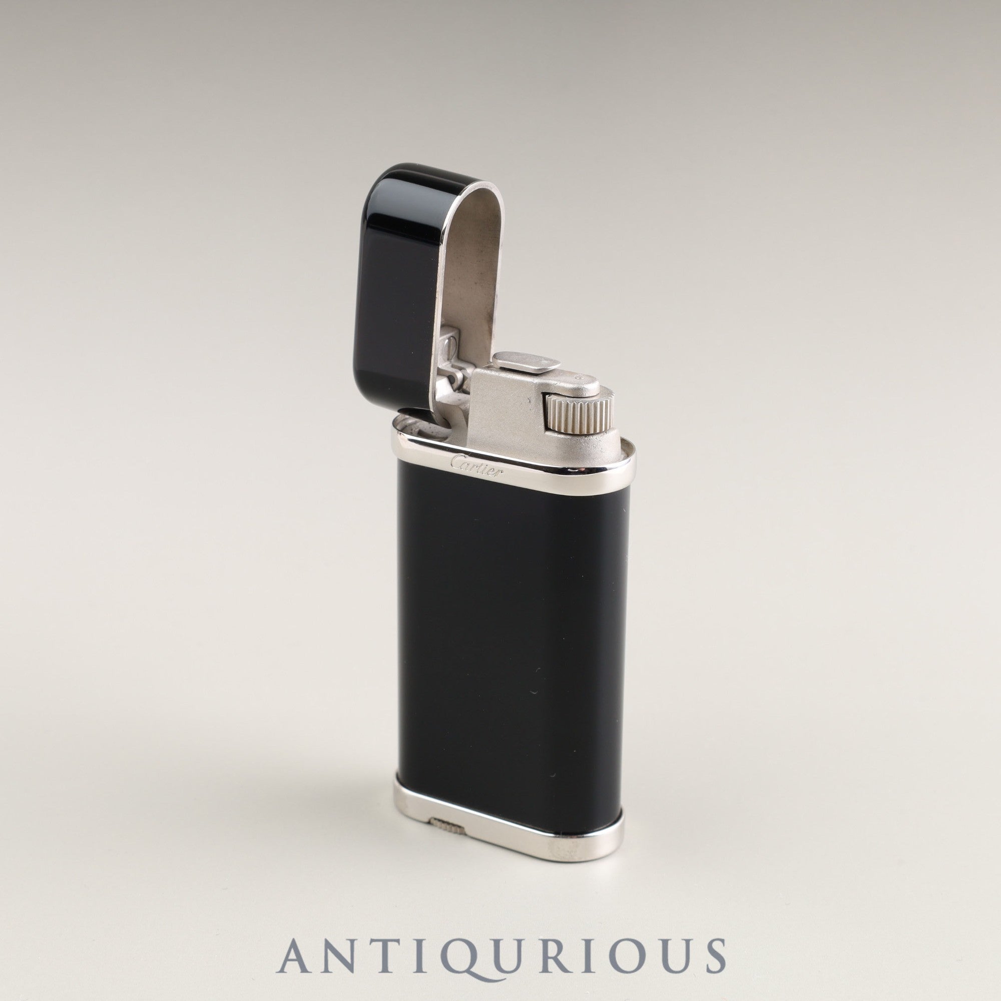 Cartier Lighter CA120118 Lacquer Black x Platinum Finish Box