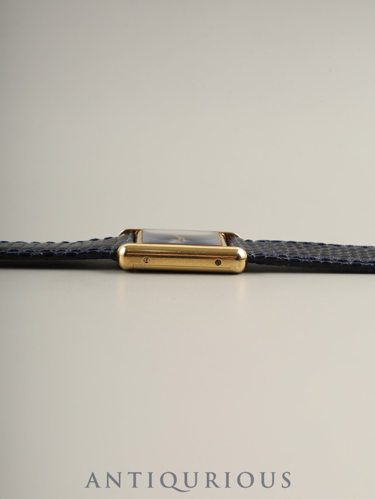 Cartier Must Tank SM Manual Winding Caliber 78-1 SV925 Leather Strap with Genuine GP Buckle, Lapis Lazuli Dial (SWISS Marking), Overhauled