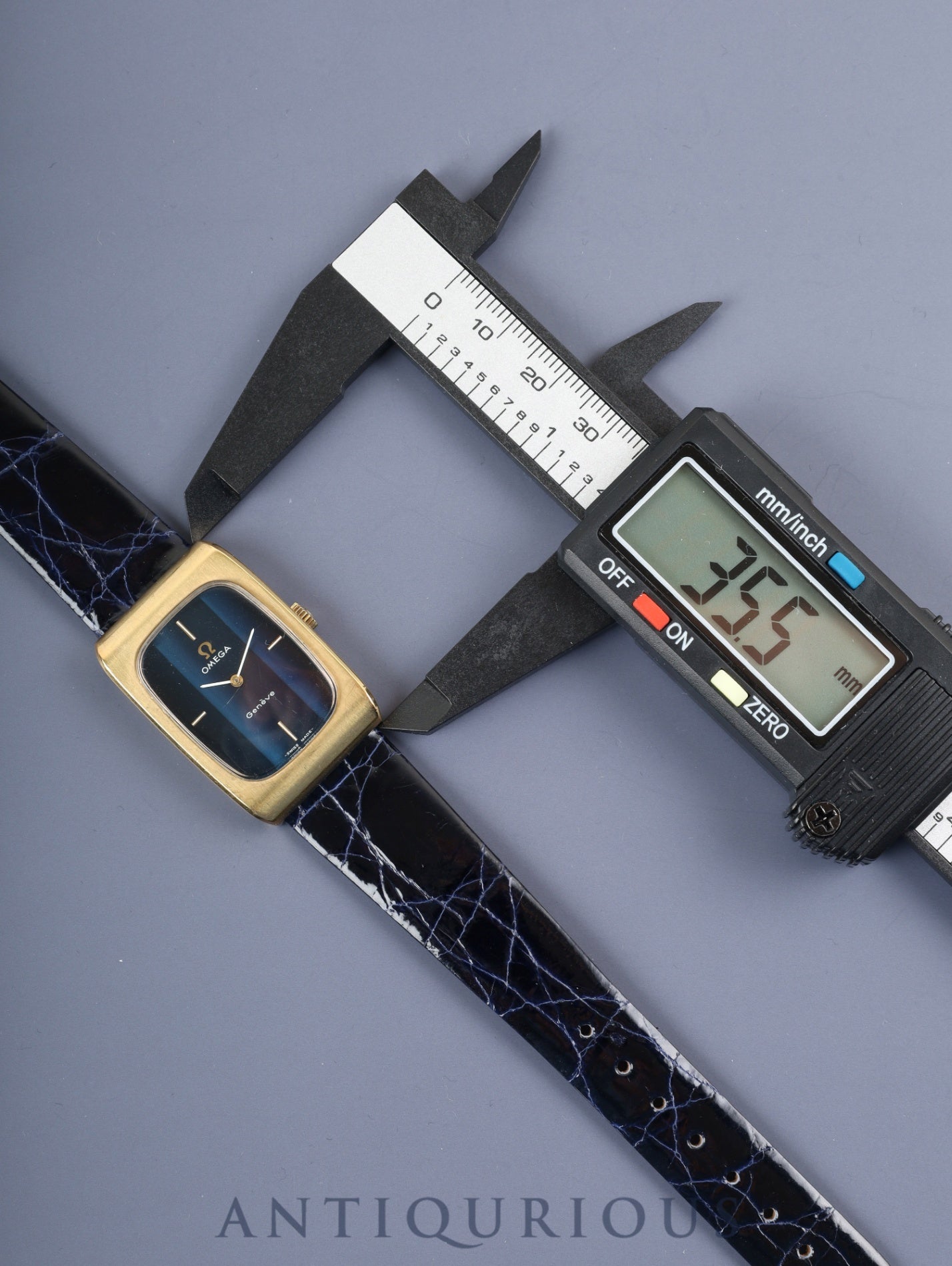 オメガ ジュネーブ 5110469 手巻き Cal.625 SS 革 社外尾錠(GP)ブルー文字盤(ガラス小傷)オーバーホール済み