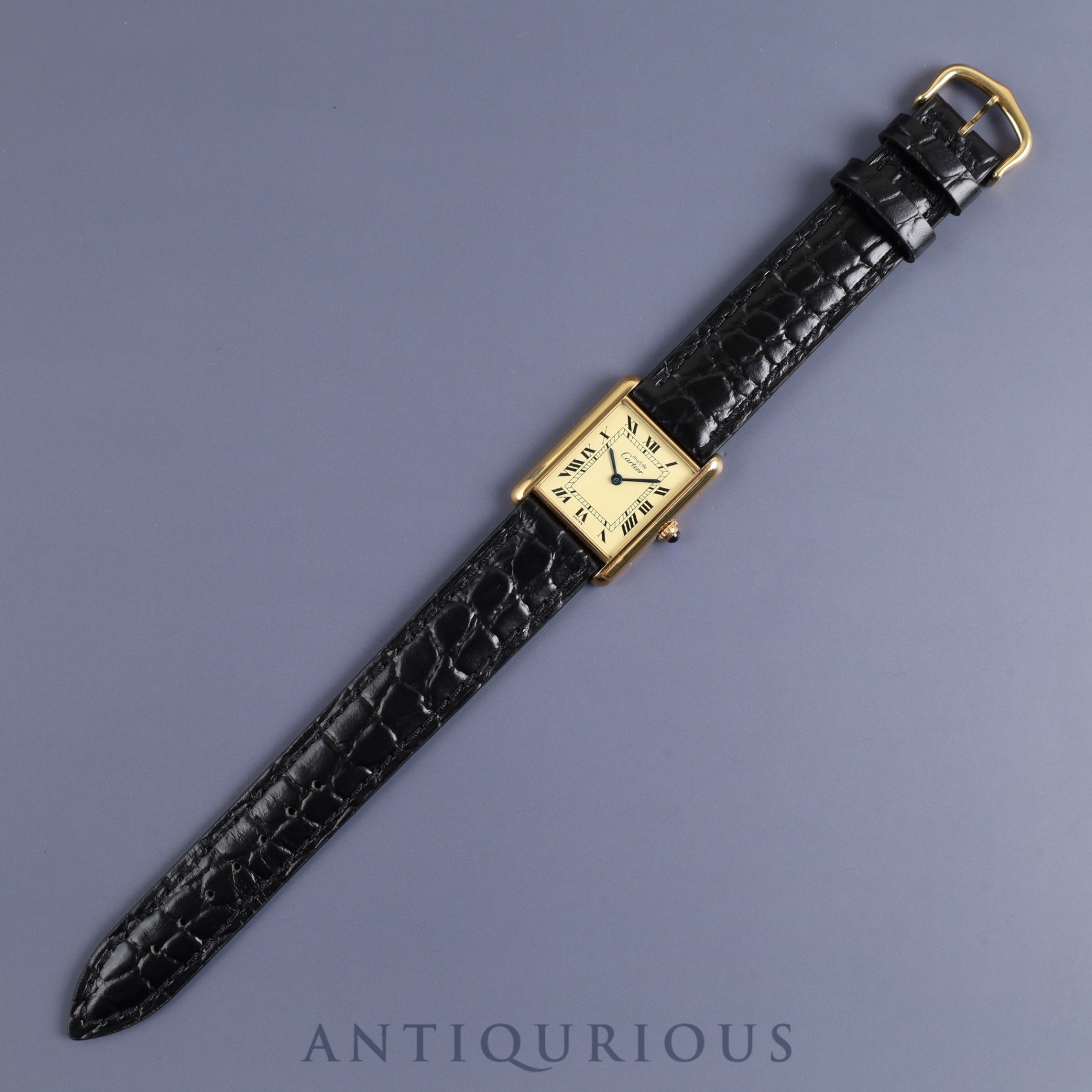 Cartier Must Tank LM 590005 Quartz Cal.90 SV925 Leather Genuine Buckle (GP) Ivory Roman Dial Overhauled