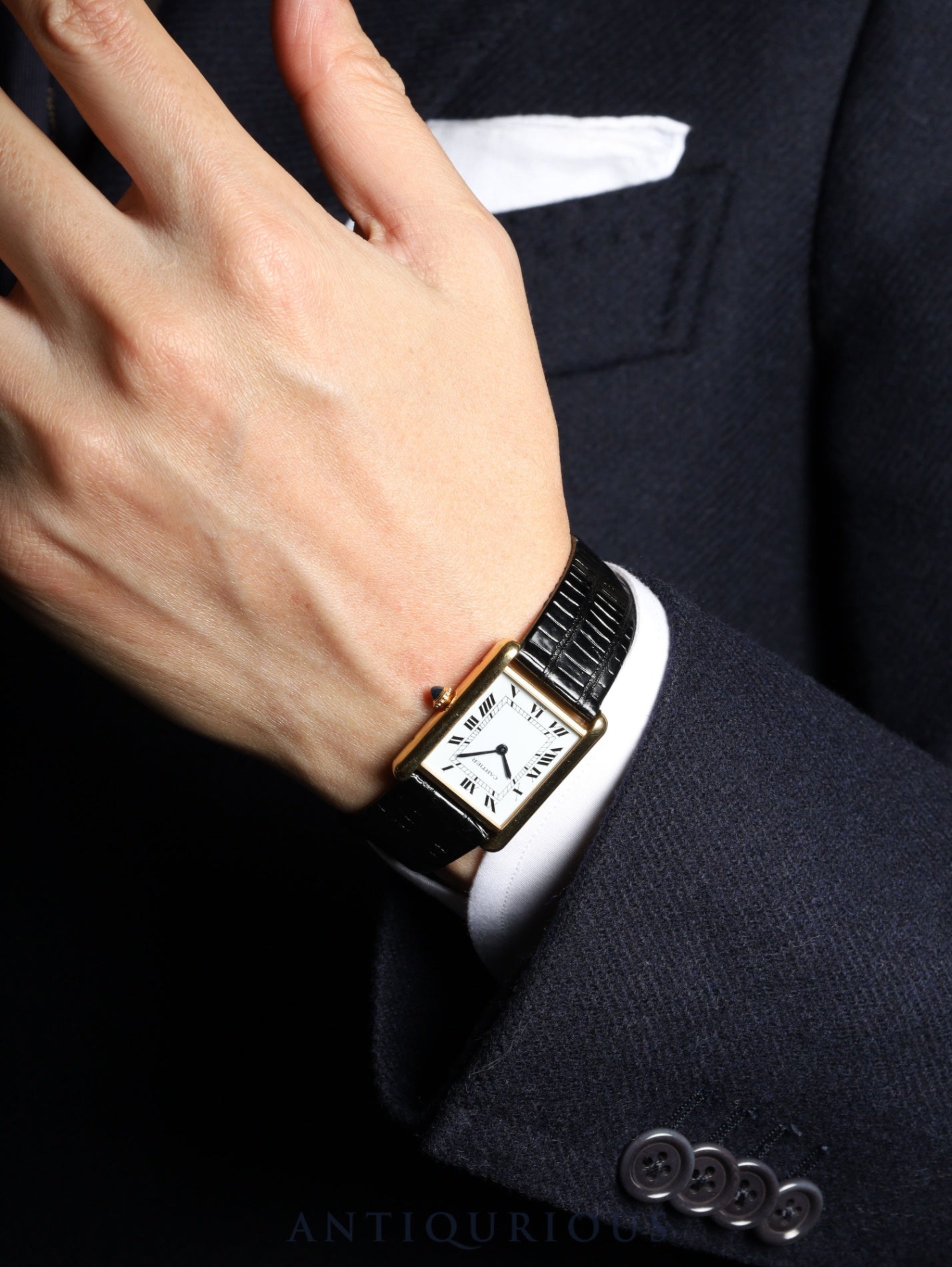 カルティエ タンクルイカルティエ LM 7808 手巻き Cal.ETA2512-1 / 78-1 750YG 純正尾錠(GP)ホワイトローマンPARIS文字盤 保証書 オーバーホール済み