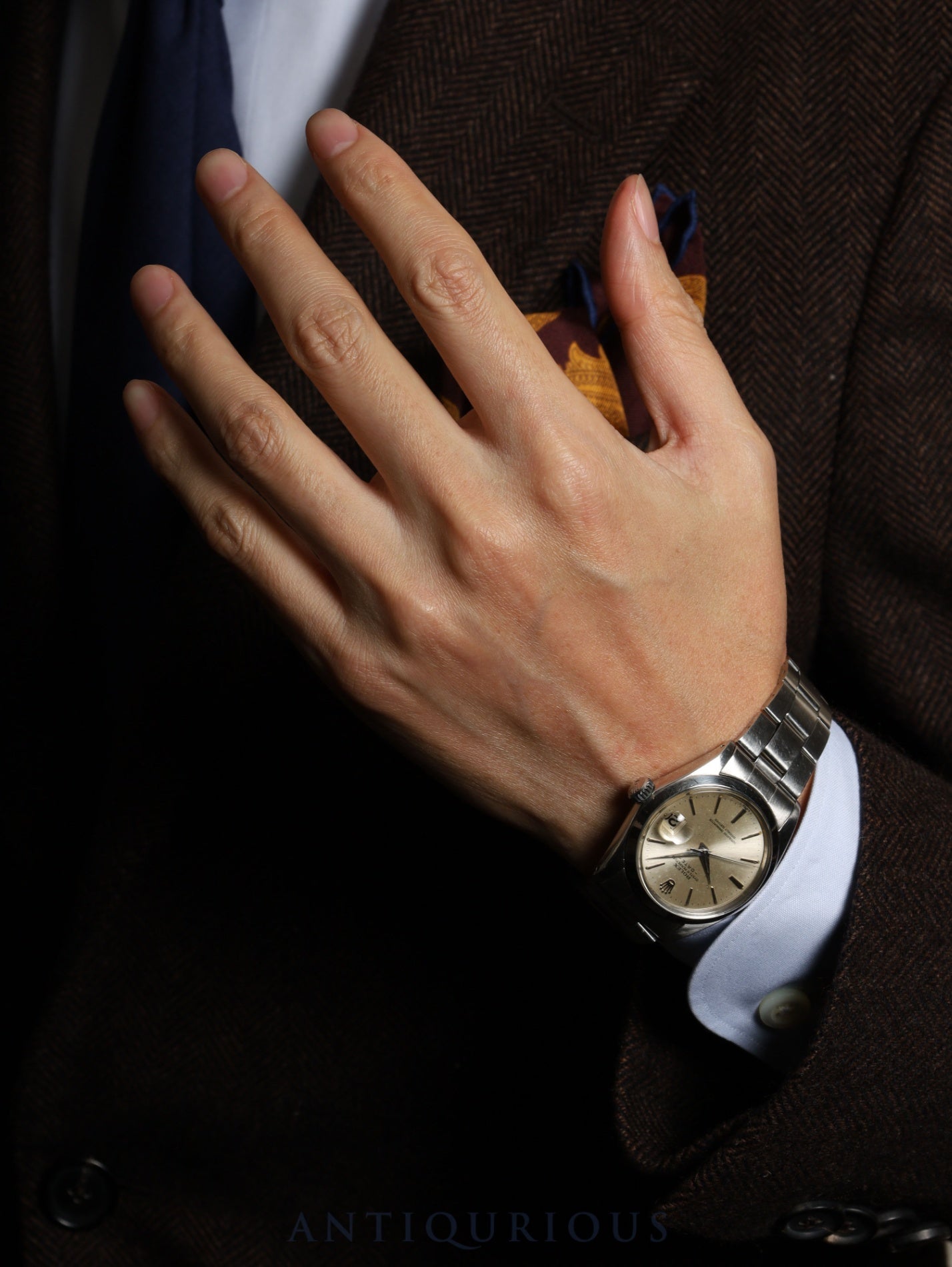 ロレックス オイスターパーペチュアルデイト 1500 自動巻き Cal.1560 SS SS シルバー文字盤 11番(1964年)オーバーホール済み