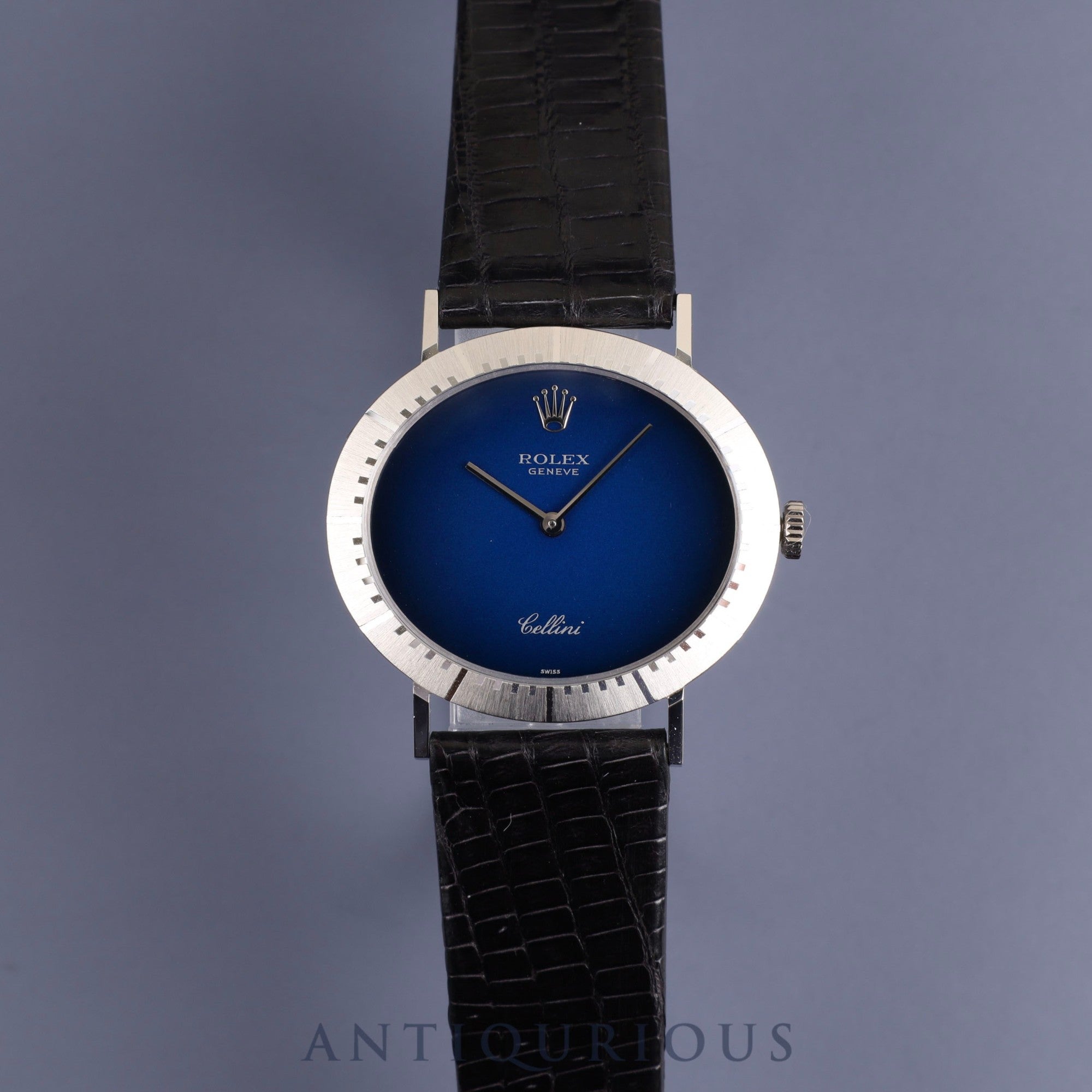 Rolex Cellini 4083 Manual winding Cal.1601 750 Leather Genuine buckle (SS) Blue gradient dial No. 43 (1975) Overhauled