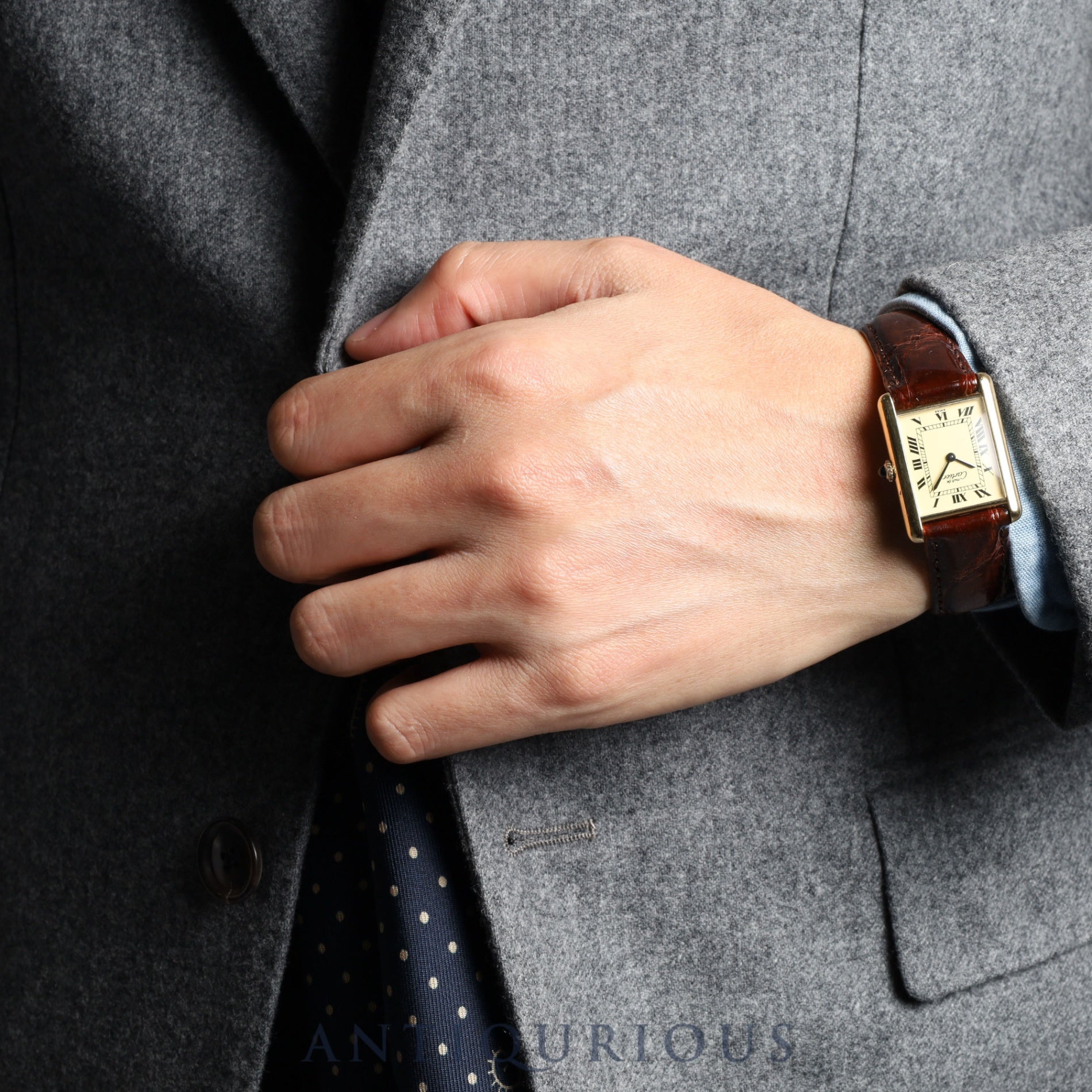 Cartier Must Tank LM Manual winding Cal.78-1 Leather Genuine buckle (GP) Ivory Roman dial Overhauled