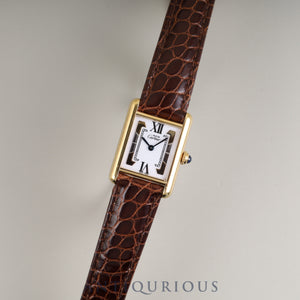 Cartier Must Tank SM 5057001, Quartz movement, SV925, Leather, Genuine D-buckle (GP), Side Trinity dial, circa 1982-circa 1995, Fully serviced at a Cartier boutique