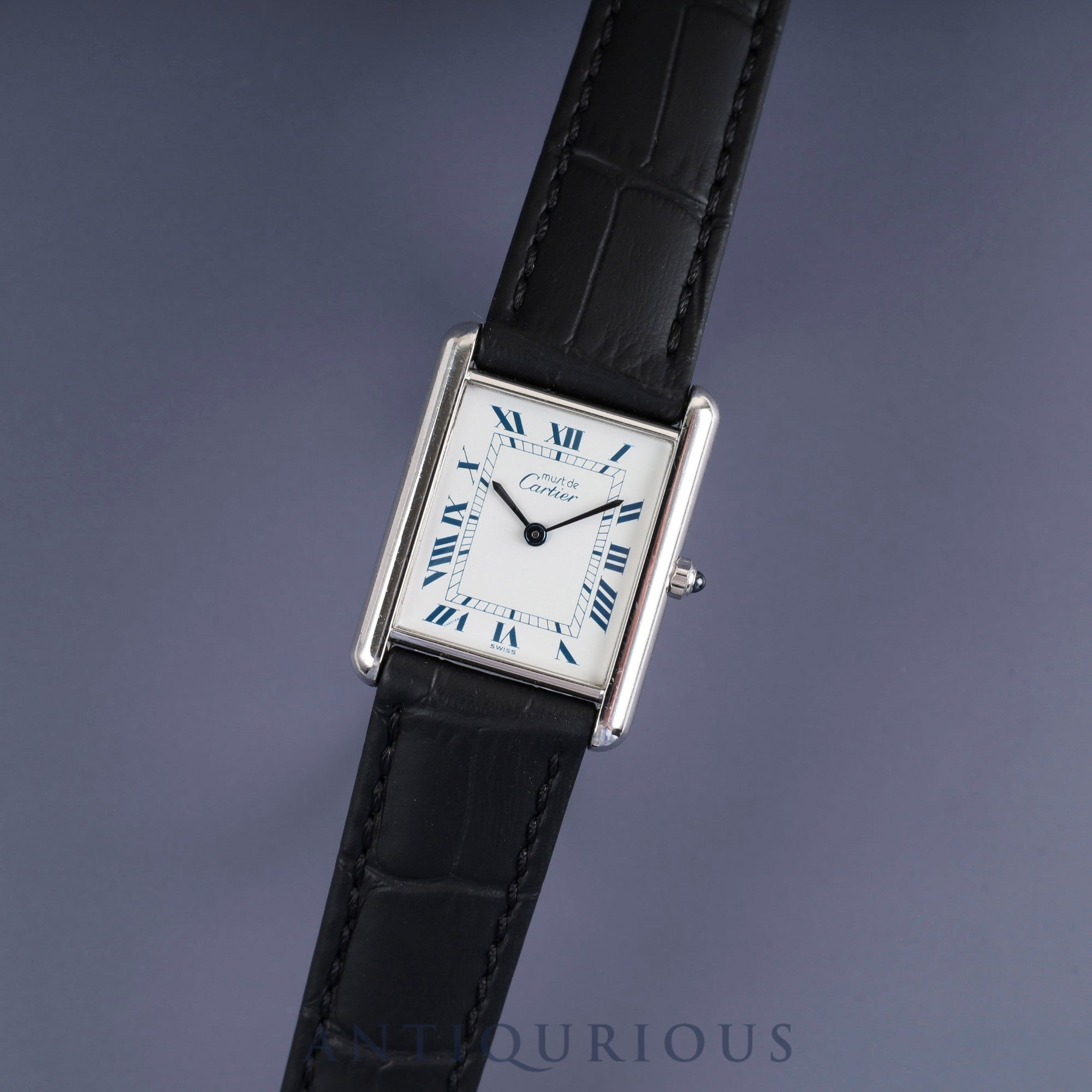 Cartier Must Tank LM 681006 Quartz Cal.81 SV925 Leather Genuine Buckle (SS) White Roman Dial Overhauled