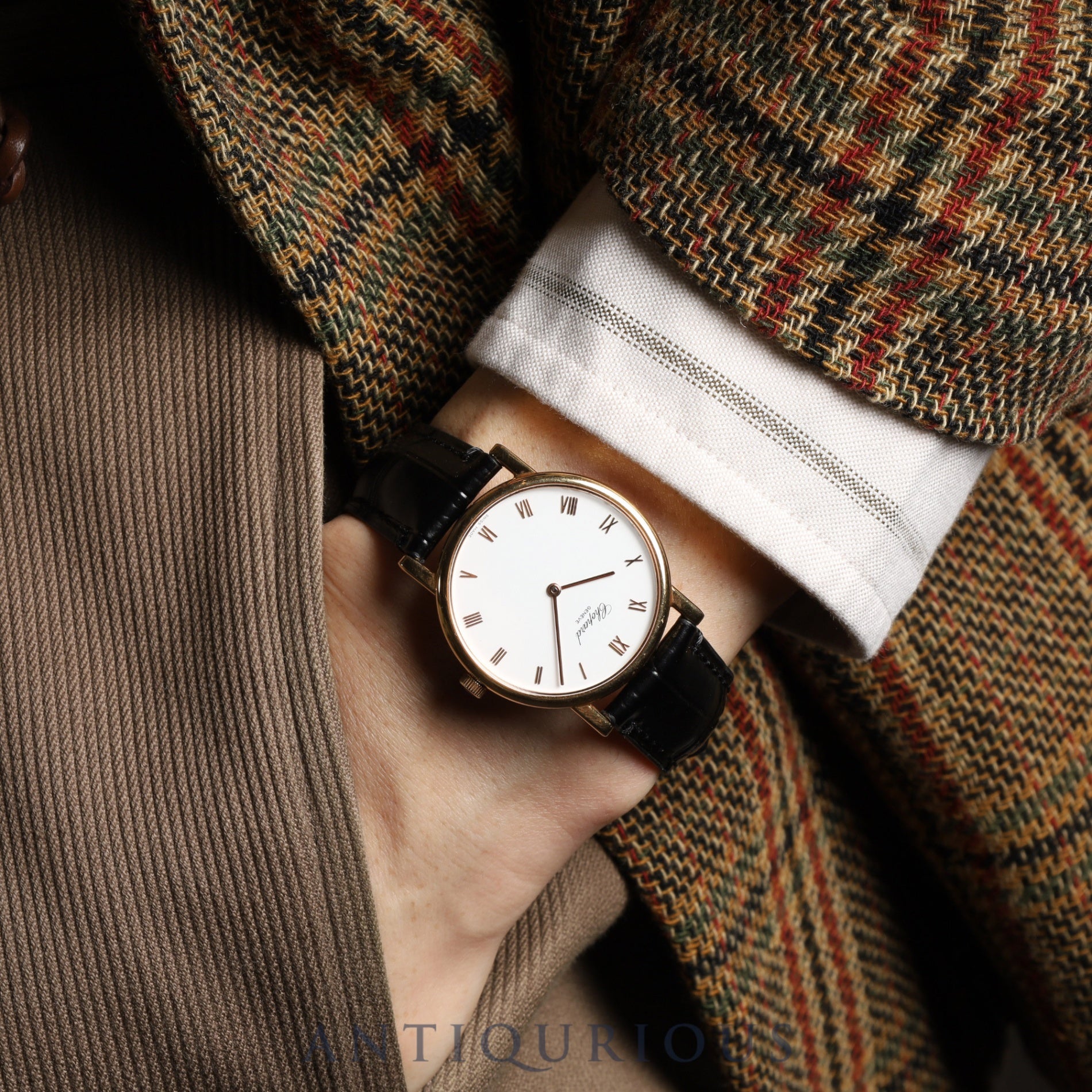 ショパール クラシック 163154/987 手巻き Au750 革 純正尾錠(GP) ホワイト文字盤 箱 冊子 保証書(2012年)オーバーホール済み