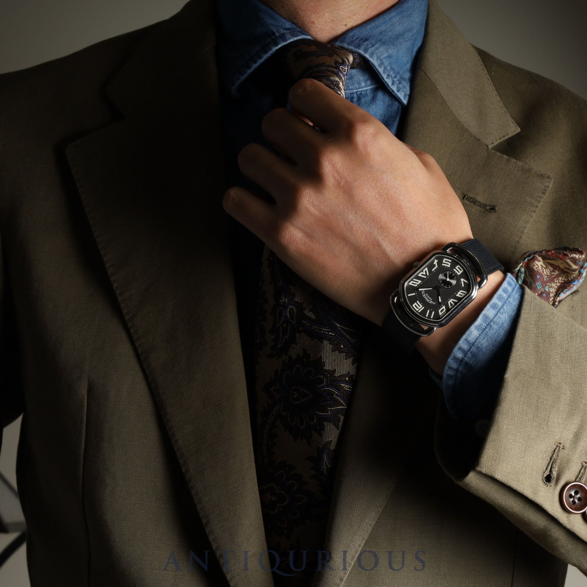 エルメス ラリー RA1.810 クォーツ Cal.980.163 SS 純正革ベルト(□J刻印:2006年) 純正尾錠(SS) グレー文字盤 冊子 オーバーホール済み