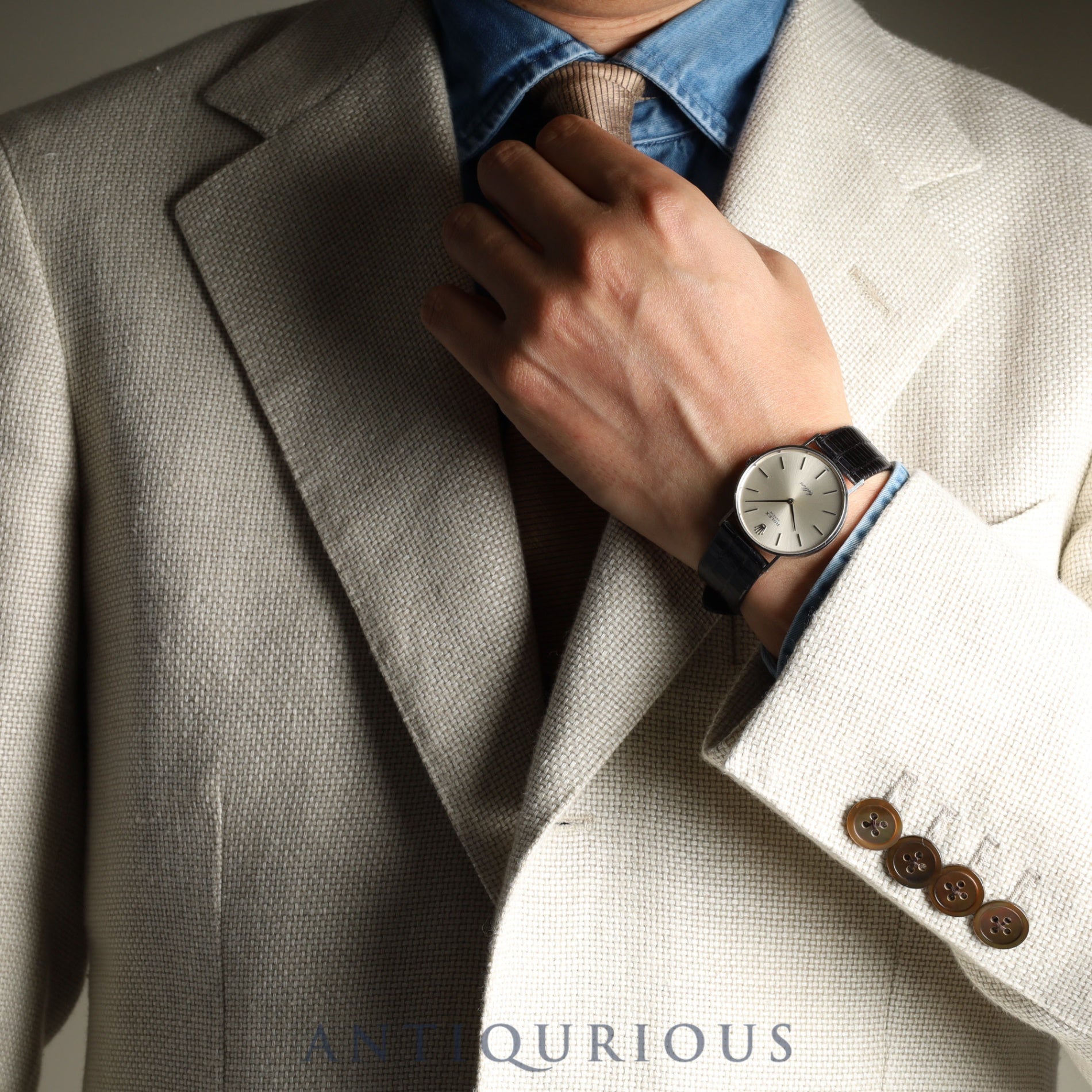 Rolex Cellini 3833 Manual winding Cal.1600 750 Leather Genuine buckle (GP) Silver dial No. 28 (1969) Box, booklet, warranty card Overhauled