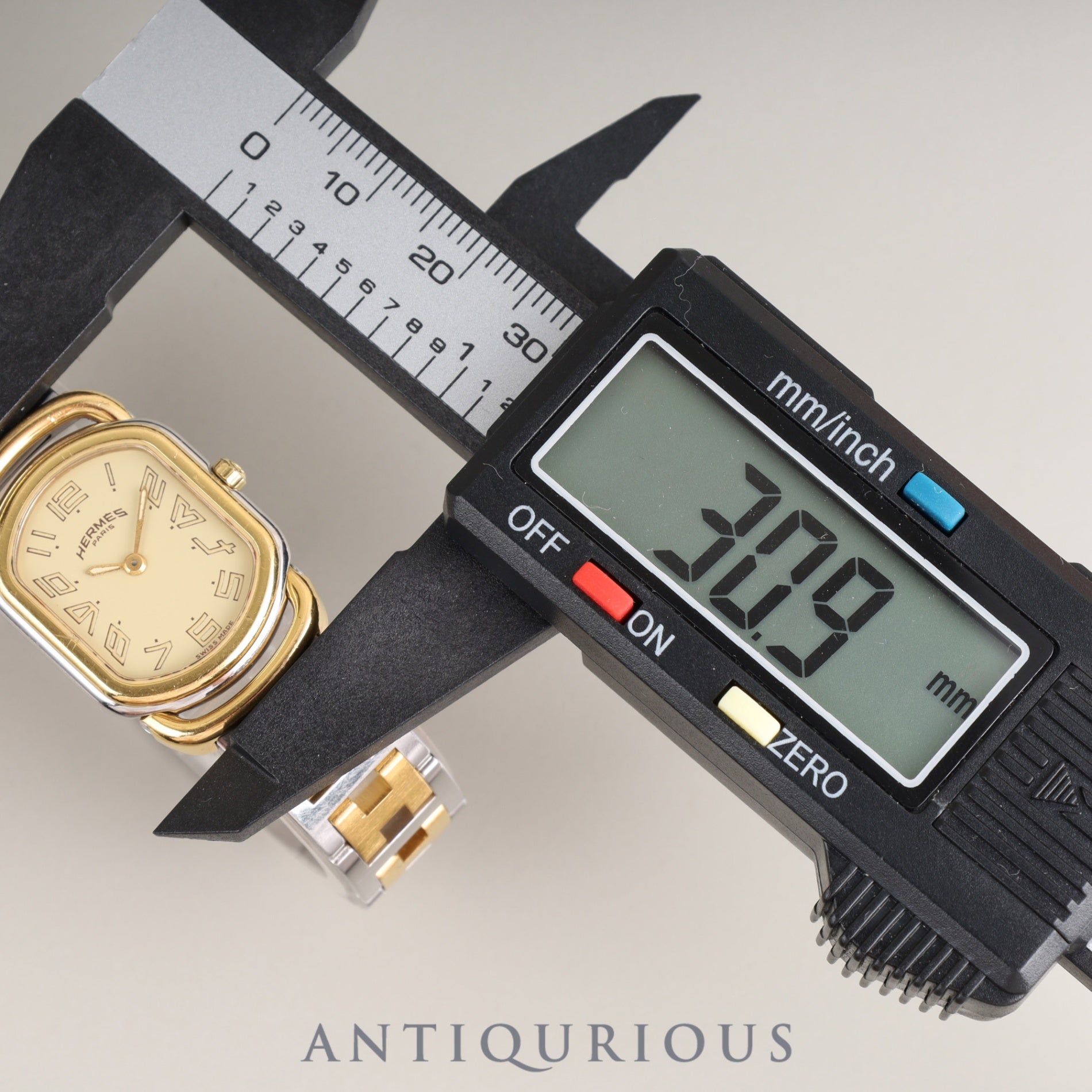 Hermes Rally 77.03 Quartz Cal.976.001 SS/GP SS/GP Ivory Dial Box Booklet Overhauled