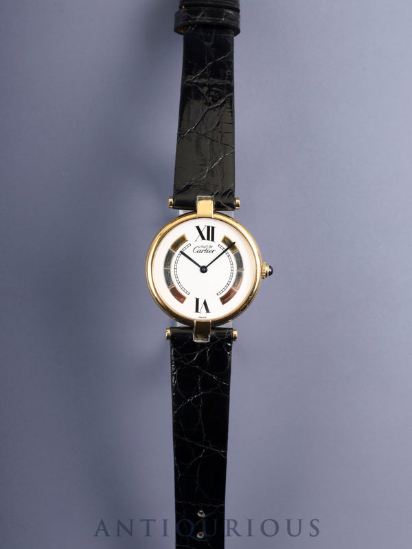 カルティエ マスト ヴァンドーム VLC LM W1006454 / 590003 クォーツ Cal.90 SV925 革 純正尾錠(GP) サイドトリニティ文字盤 オーバーホール済み