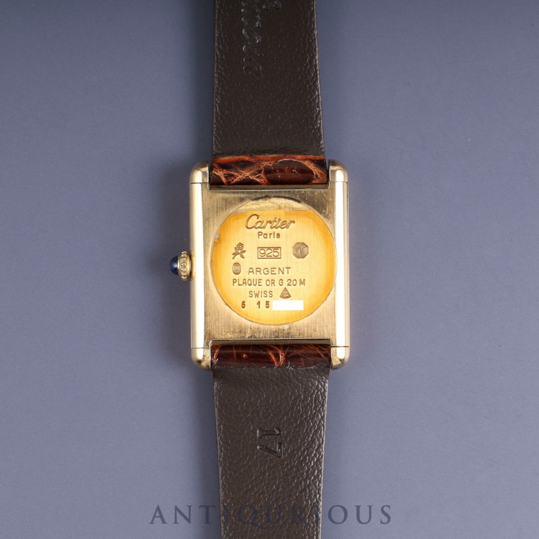 カルティエ マストタンク LM 手巻き Cal.78-1 SV925 革 純正尾錠(GP) ガーネットダイアル ボルドー文字盤オーバーホール済み