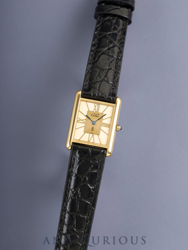 Cartier Must Tank LM 6 81006 Quartz Cal.81 SV925 Leather Original Pin Buckle (GP) Ivory Cloisonné Dial (SWISS marking) Warranty (1987) Card Original Leather Strap Overhauled