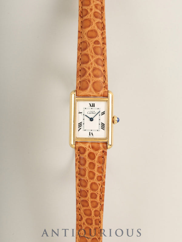 カルティエ マストタンク MM W1013654 / 2415 クォーツ Cal.057 SV925 革 純正Dバックル(GP) ホワイト飛びローマン文字盤(SWISS MADE表記) オーバーホール済み