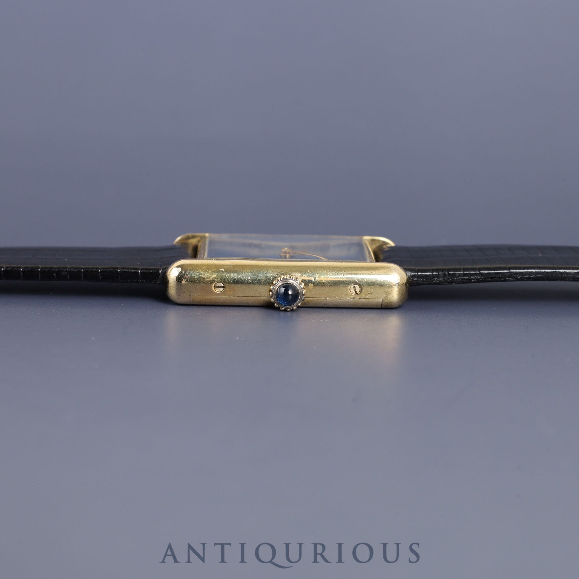 Cartier Must Tank LM Manual winding Cal.78-1 SV925 Leather Genuine buckle (GP) Lapis lazuli dial Overhauled