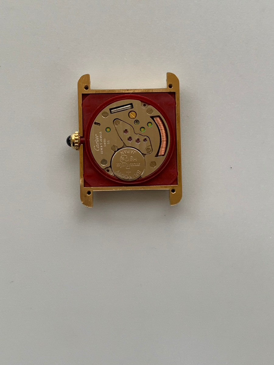 カルティエ マストタンク LM 590005 クォーツ Cal.90 SV925 革 純正尾錠(GP)アイボリーローマン文字盤(SWISS表記) オーバーホール済み