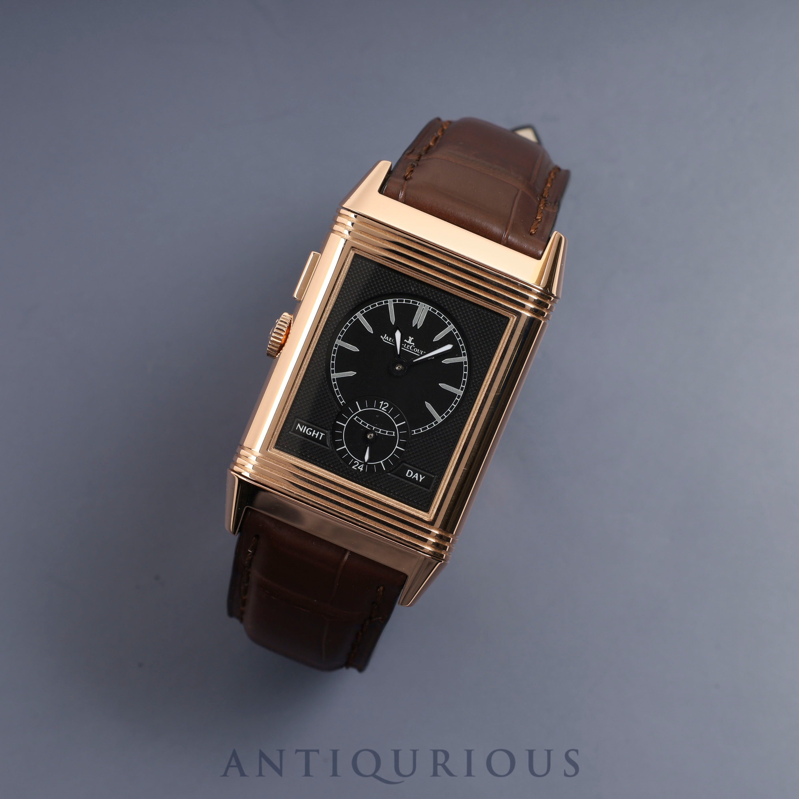 ジャガー・ルクルト グランドレベルソウルトラスリムデュオ 278.2.54/Q3782520 手巻き Cal.854 PG 革 純正尾錠(750)シルバー/ブラック文字盤 箱 保証書 (2017年)